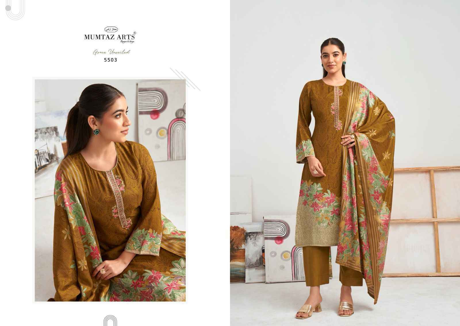 Mumtaz Arts Hafiza Viscouse Muslin Suits Latest Catalog ( 4 pcs Catalogue )