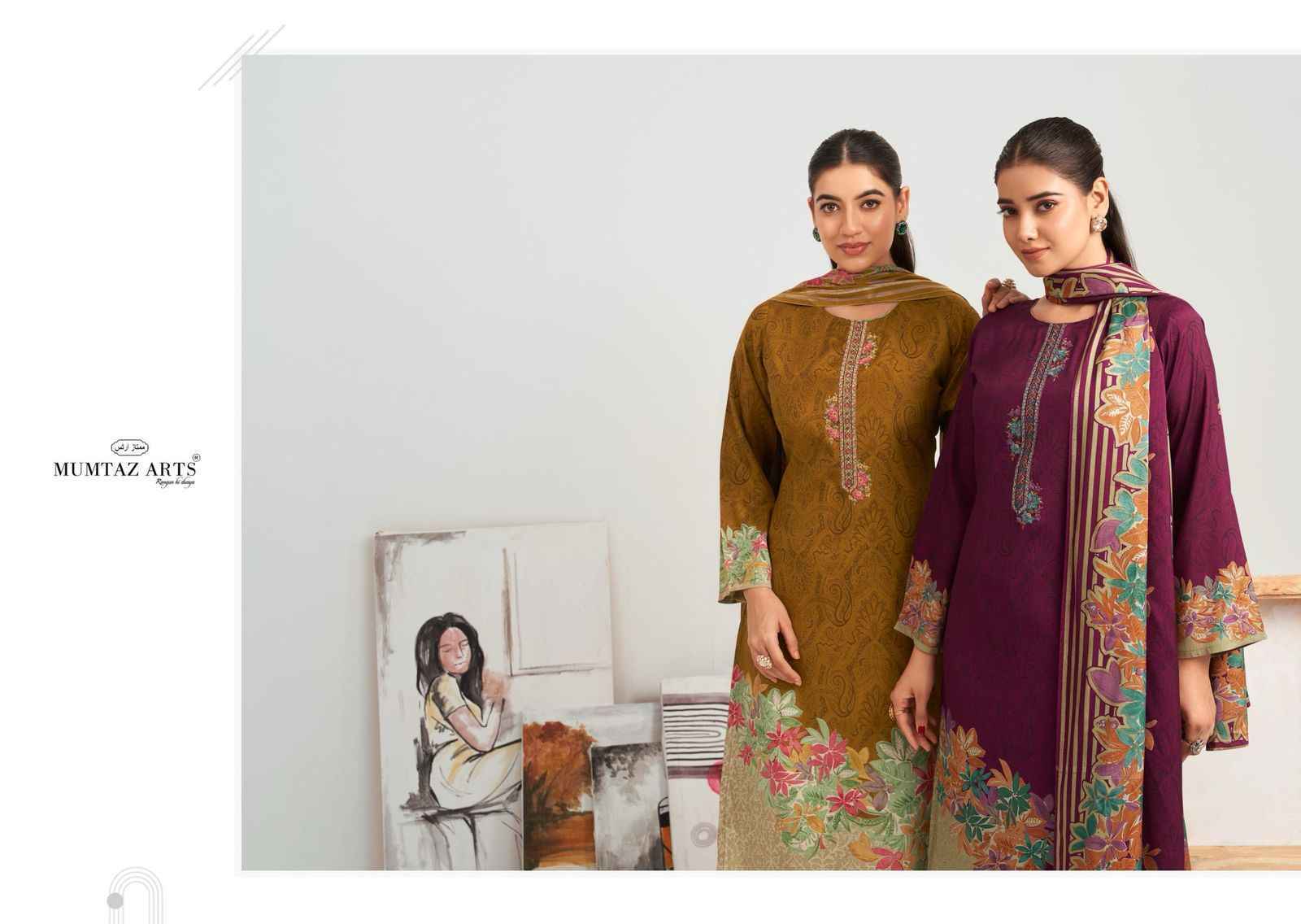 Mumtaz Arts Hafiza Viscouse Muslin Suits Latest Catalog ( 4 pcs Catalogue )