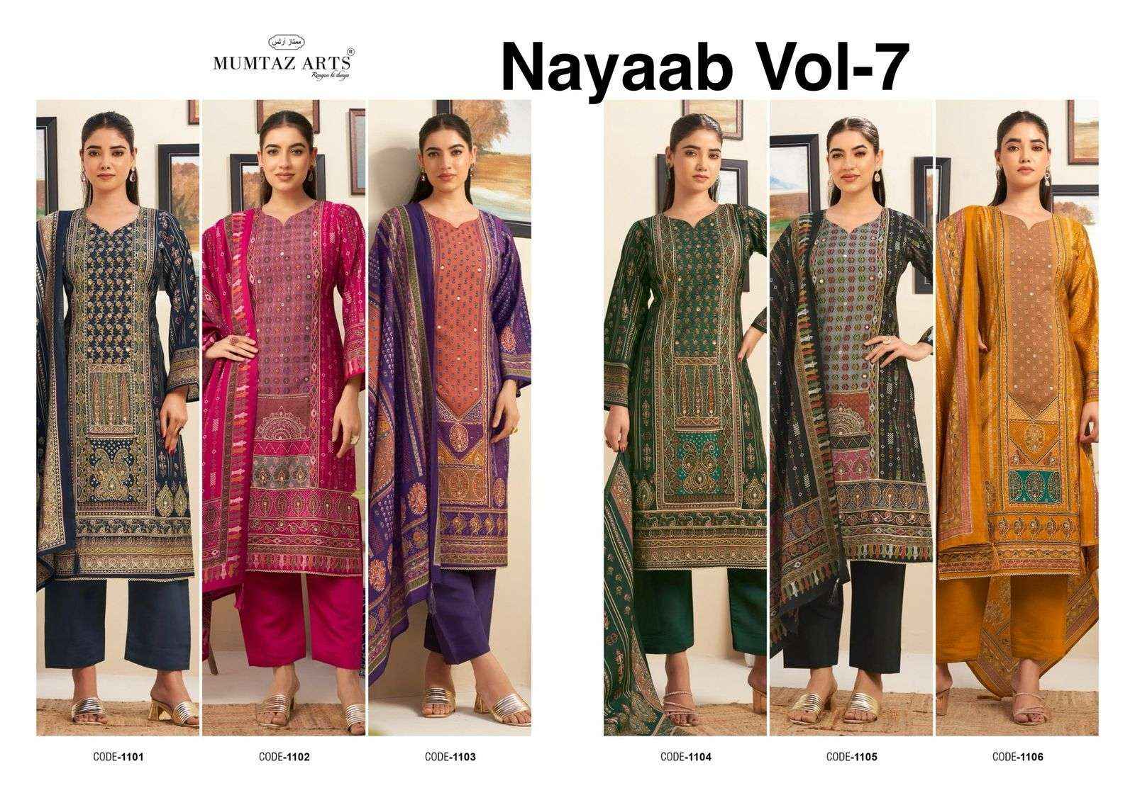 Mumtaz Arts Nayaab Vol 7 Fancy Handwork Muslin Dress Wholesale Price ( 6 Pcs Catalog )