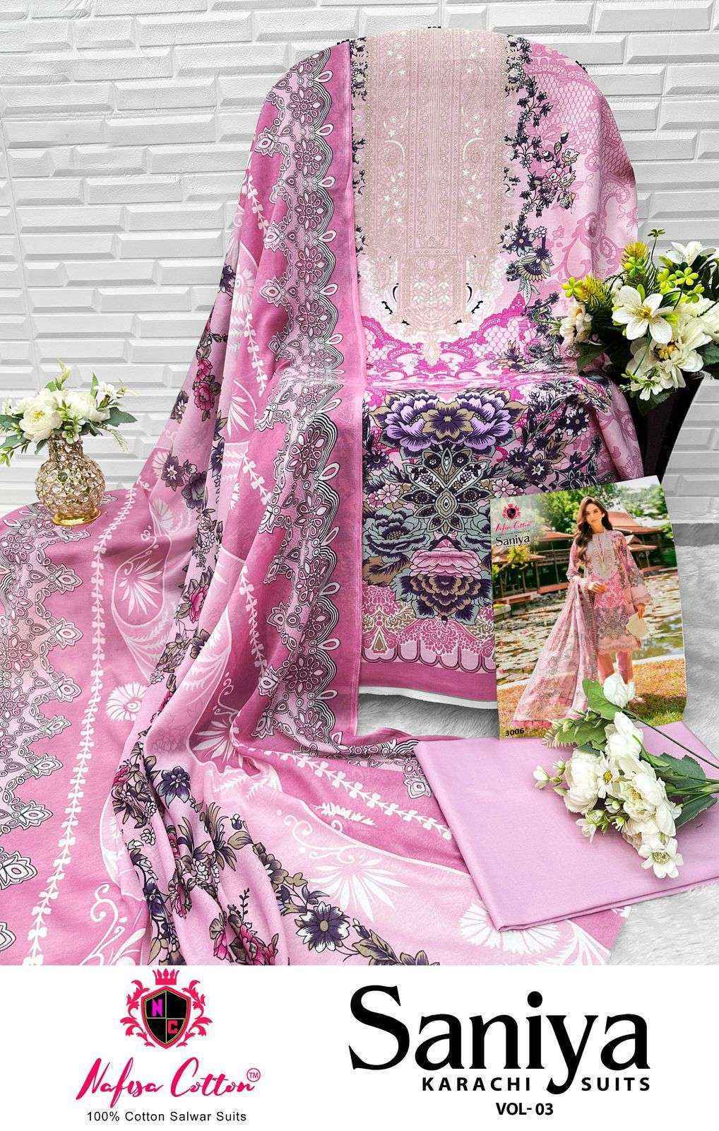 Nafisa Cotton Saniya Karachi Suits Vol 3 Wholesale Dress Material ( 6 pcs Catalogue )