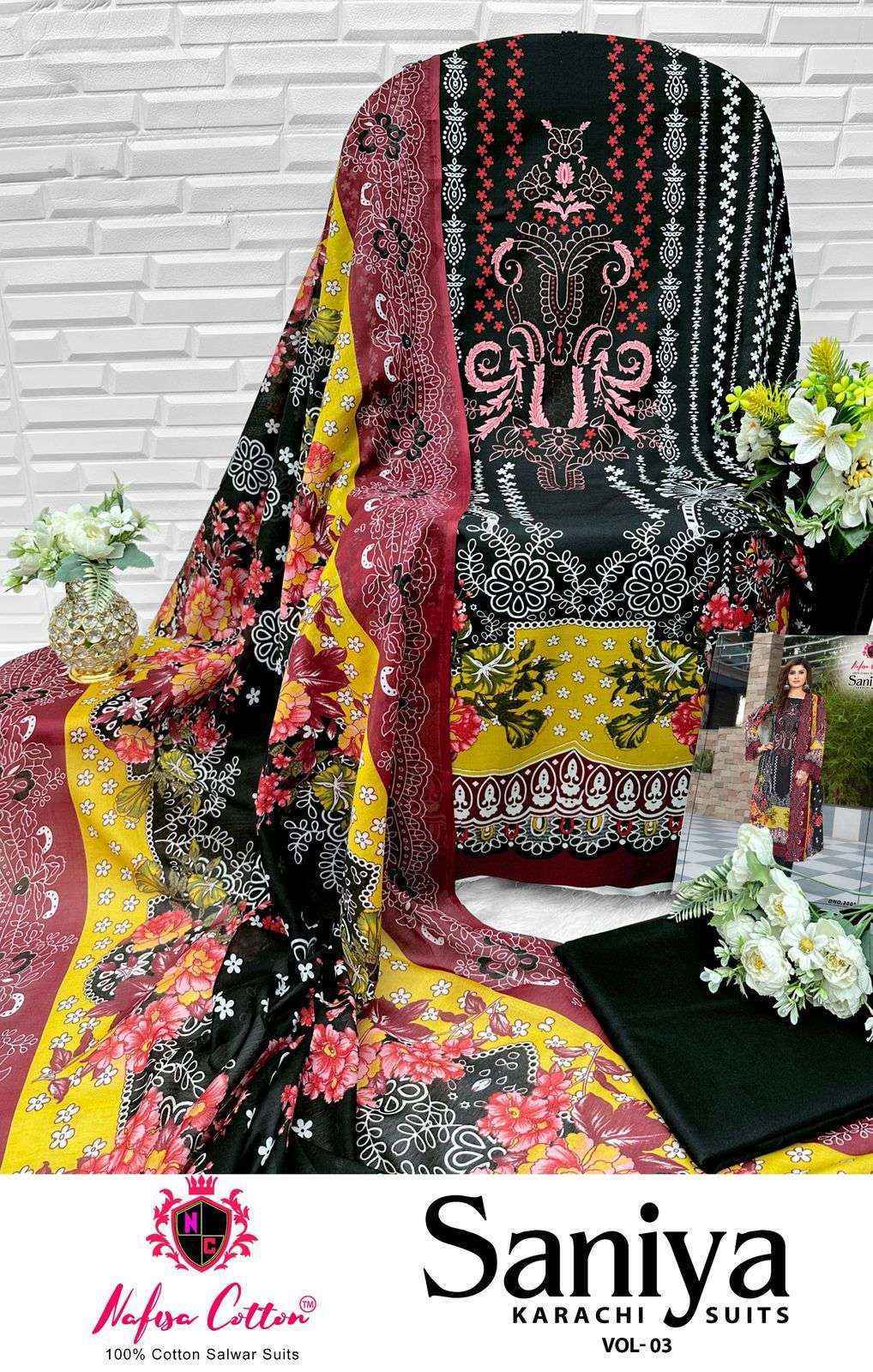 Nafisa Cotton Saniya Karachi Suits Vol 3 Wholesale Dress Material ( 6 pcs Catalogue )