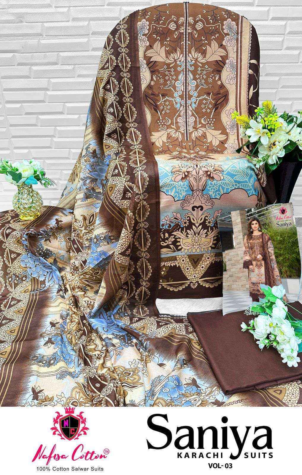 Nafisa Cotton Saniya Karachi Suits Vol 3 Wholesale Dress Material ( 6 pcs Catalogue )