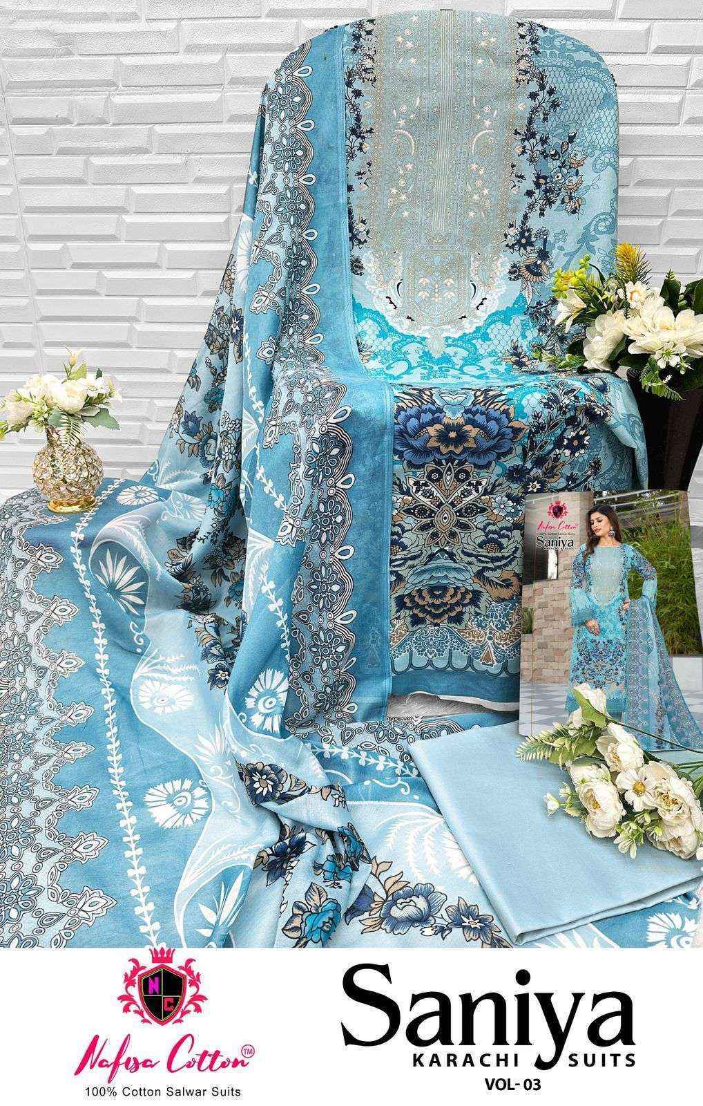 Nafisa Cotton Saniya Karachi Suits Vol 3 Wholesale Dress Material ( 6 pcs Catalogue )