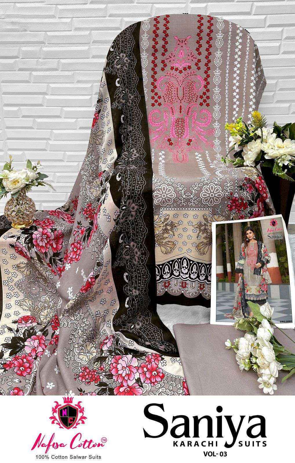 Nafisa Cotton Saniya Karachi Suits Vol 3 Wholesale Dress Material ( 6 pcs Catalogue )