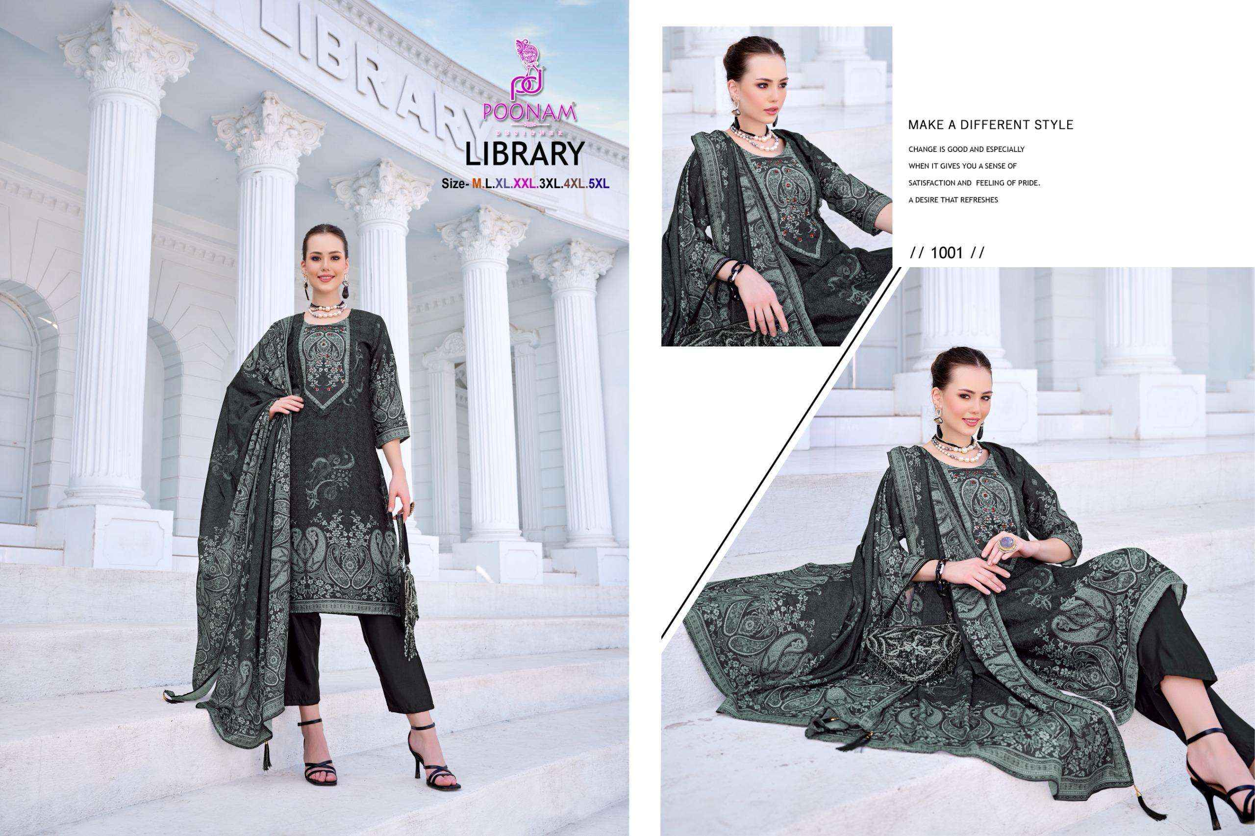 POONAM DESIGNER LIBRARY CREPE DESIGNER READYMADE SUITS ( 5 PCS CATALOGUE )