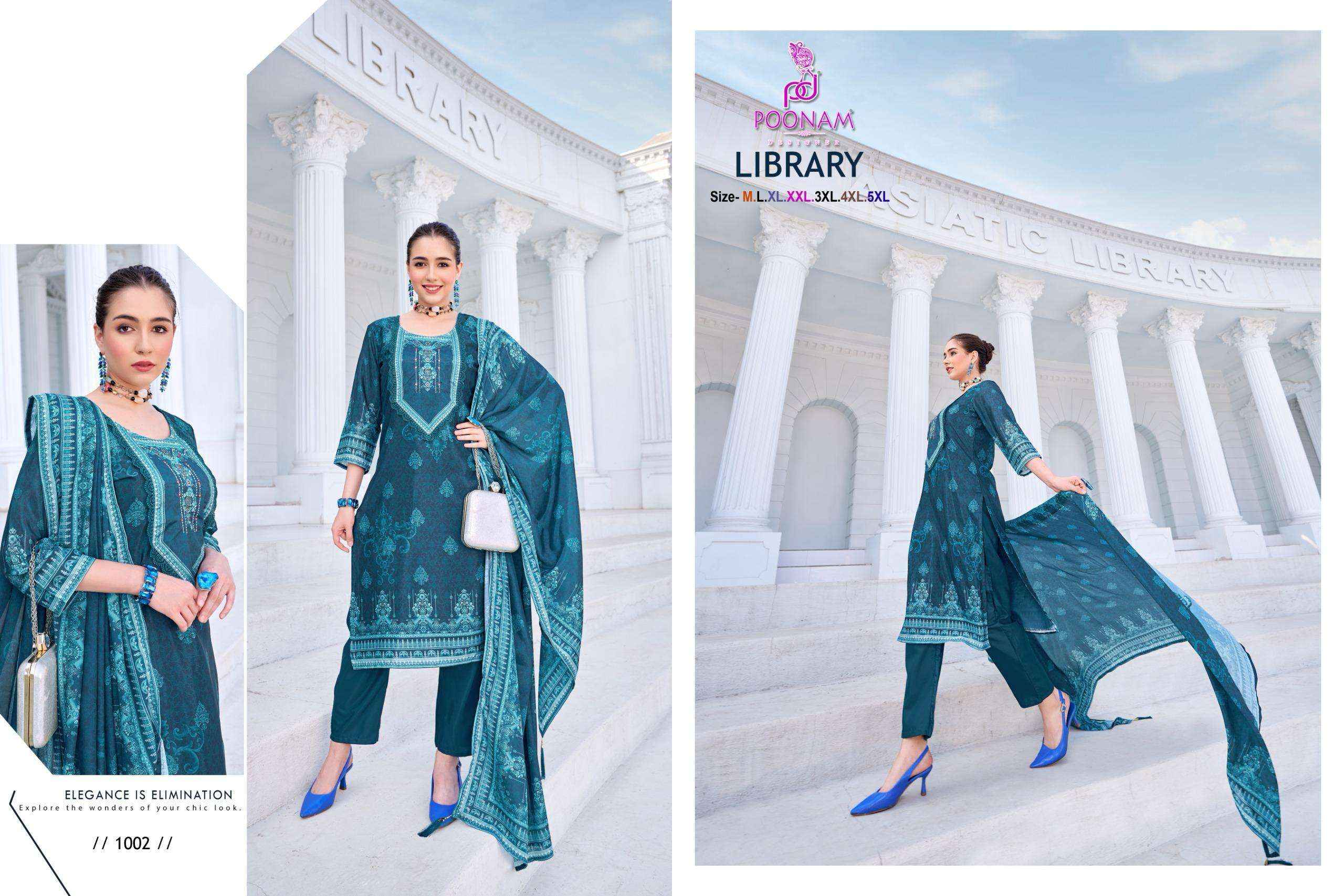POONAM DESIGNER LIBRARY CREPE DESIGNER READYMADE SUITS ( 5 PCS CATALOGUE )