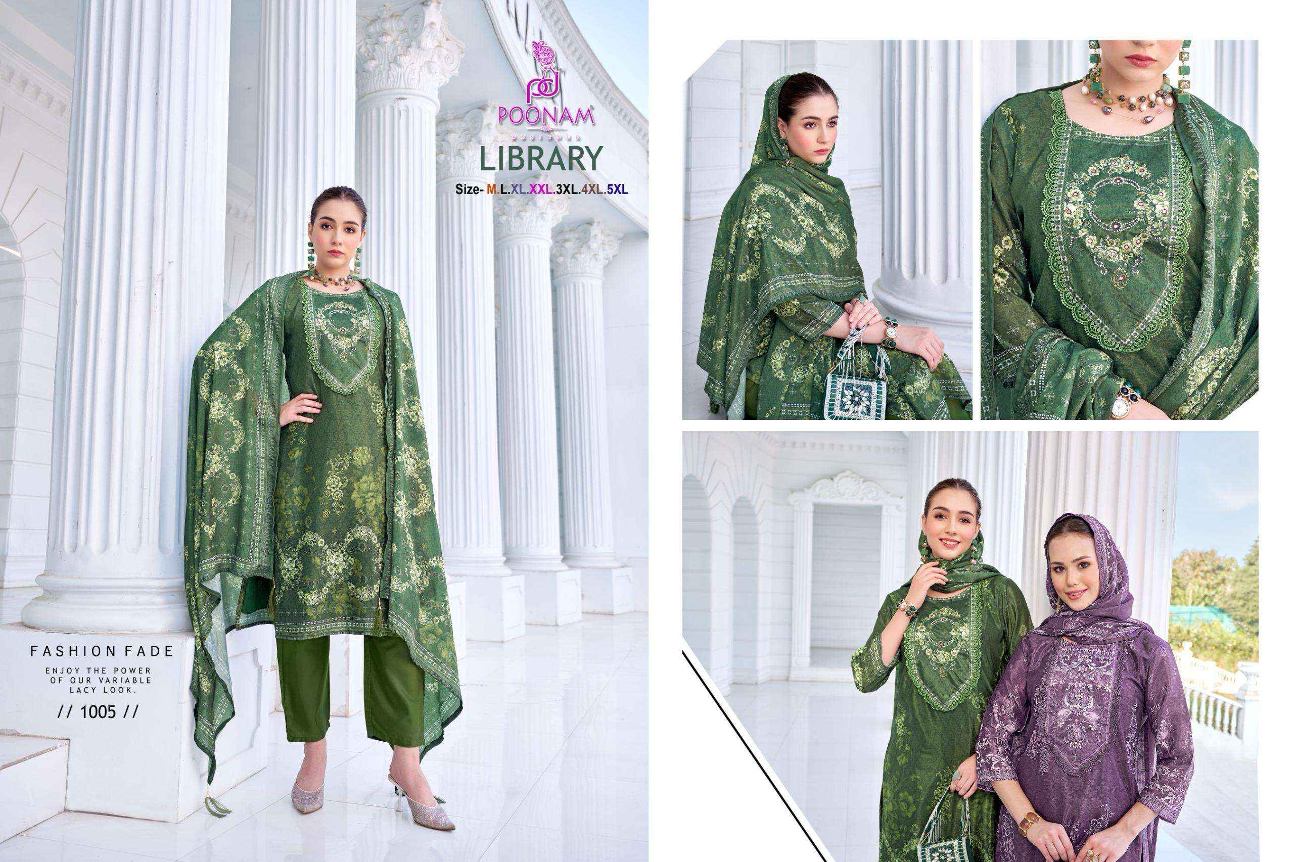 POONAM DESIGNER LIBRARY CREPE DESIGNER READYMADE SUITS ( 5 PCS CATALOGUE )