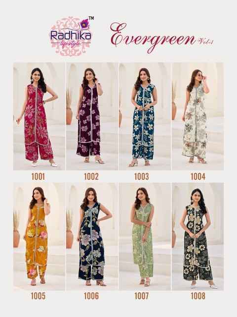 Radhika Lifestyle Evergreen Vol-1 Rayon Kurti With Plazzo (8 pcs Catalogue)