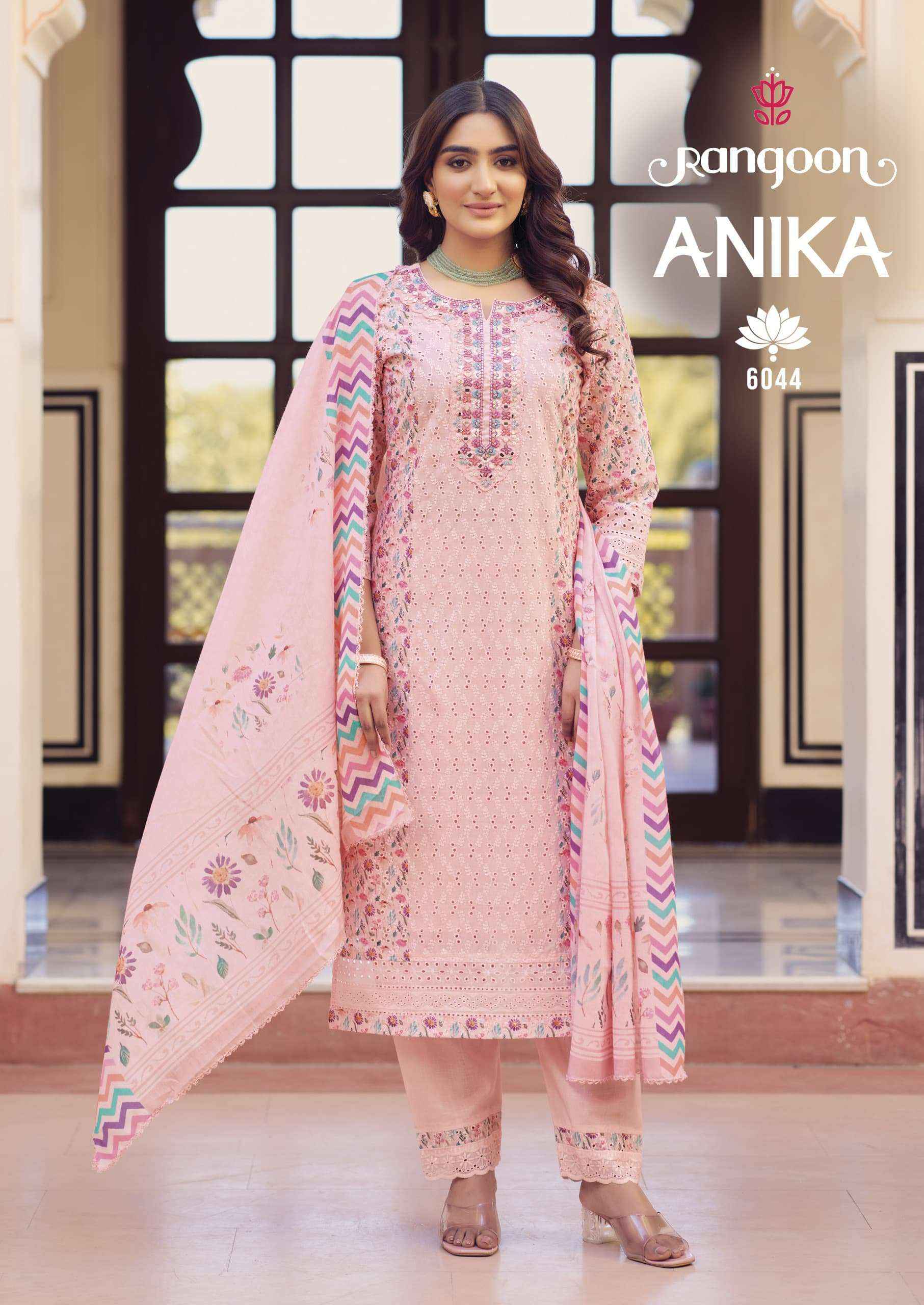 Rangoon Anika Designer Schiffli Work Kurti Pant Dupatta Set Suit Wholesale Price ( 4 Pcs Catalog )