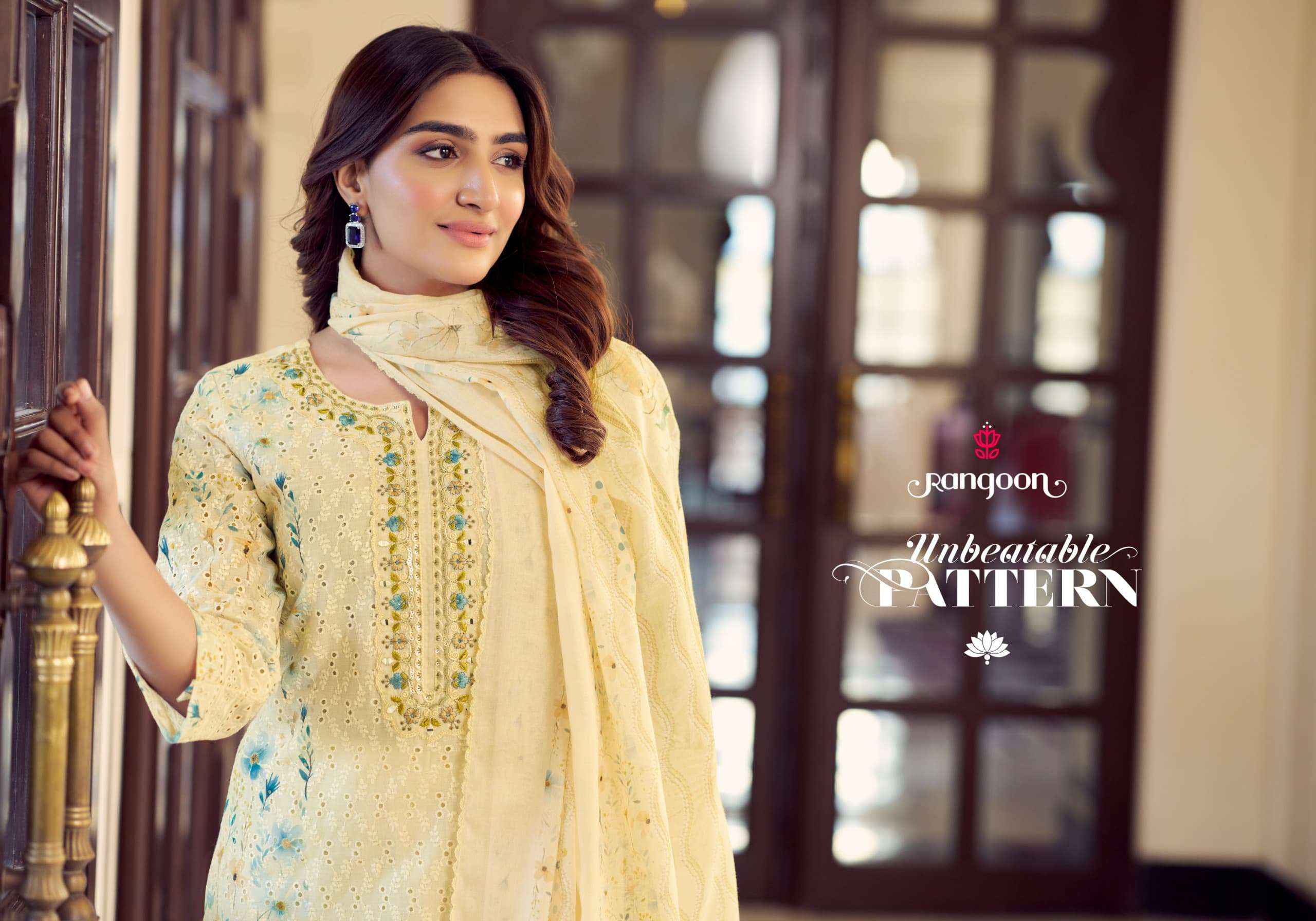 Rangoon Anika Designer Schiffli Work Kurti Pant Dupatta Set Suit Wholesale Price ( 4 Pcs Catalog )