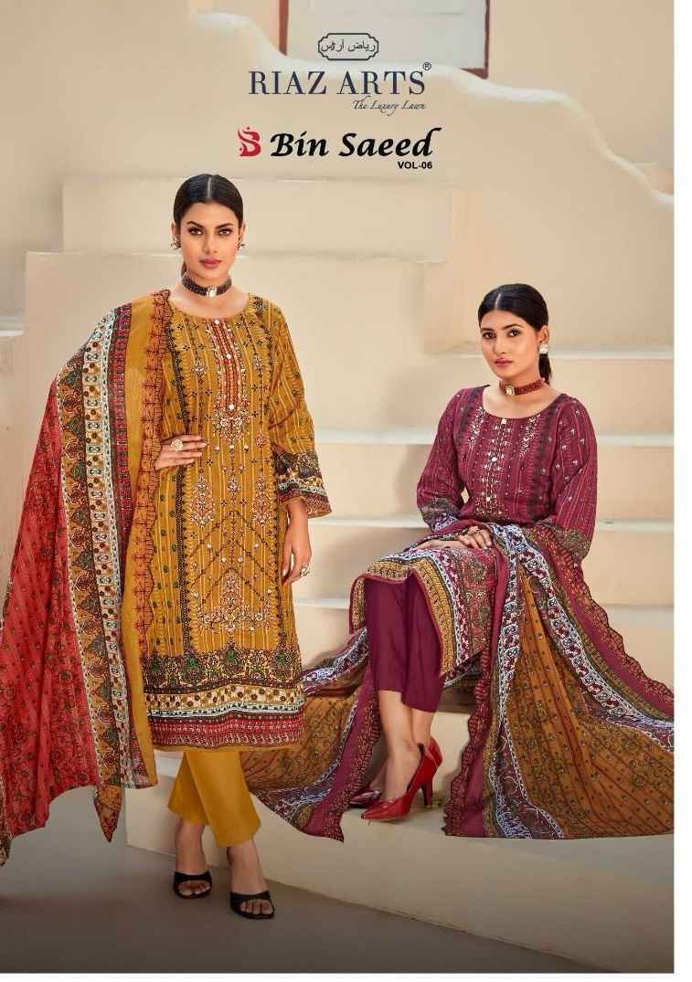Riaz Arts Bin Saeed Vol-6 Cotton Dress Material (8 pcs Catalogue)
