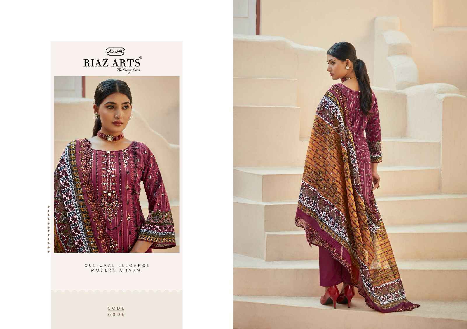 Riaz Arts Bin Saeed Vol-6 Cotton Dress Material (8 pcs Catalogue)