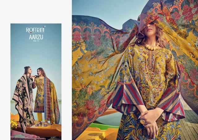 Romani Aarzu Vol-15 Cotton Pakistani Suits Surat Wholesaler (8 pcs Catalogue)