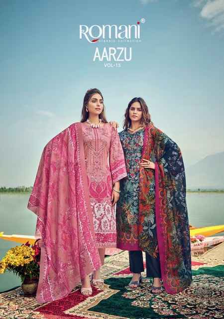 Romani Aarzu Vol-15 Cotton Pakistani Suits Surat Wholesaler (8 pcs Catalogue)