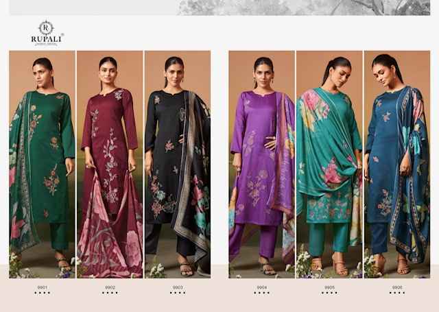 Rupali Fashion Guldasta Jam Satin Dress Material Wholesale Rate (6 pcs Catalogue)