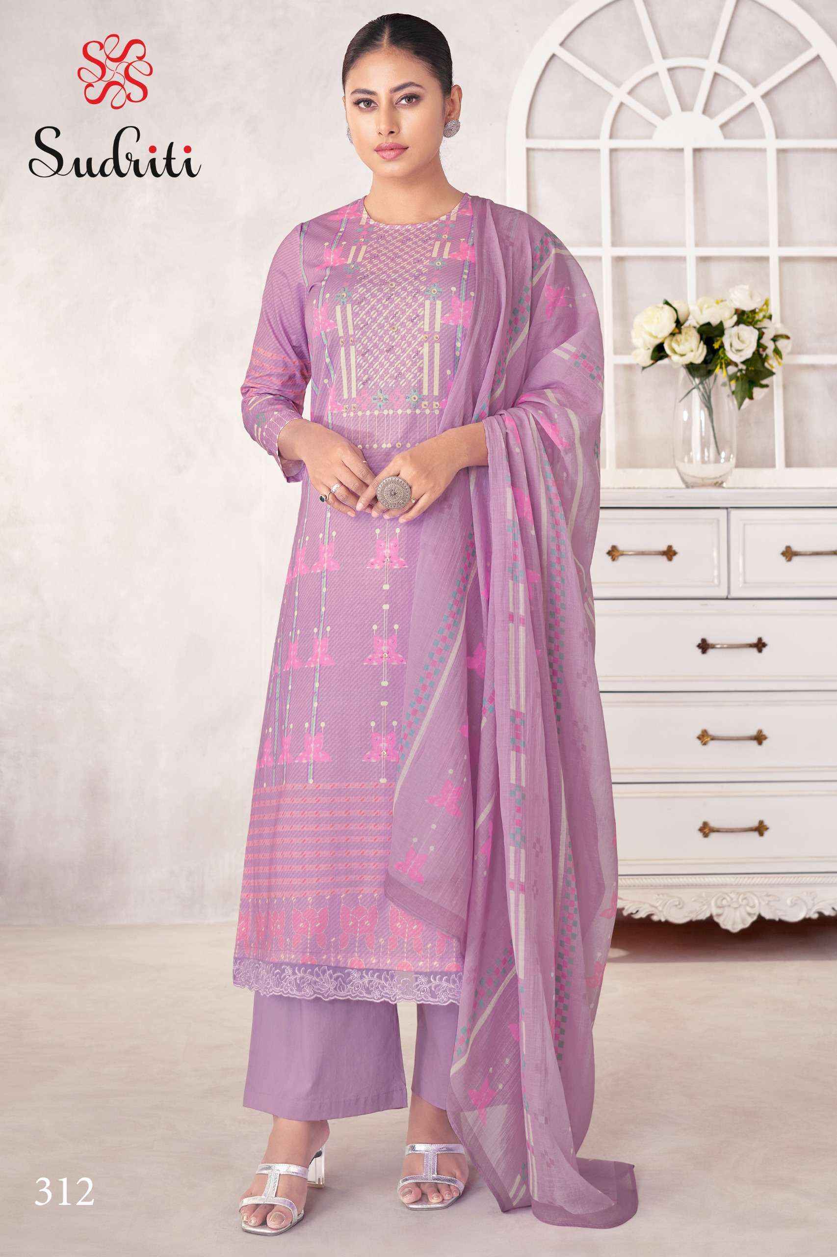 Sudriti Magic Stripe Lawn Cotton Suits - Wholesale Factory ( 6 pcs Catalogue )