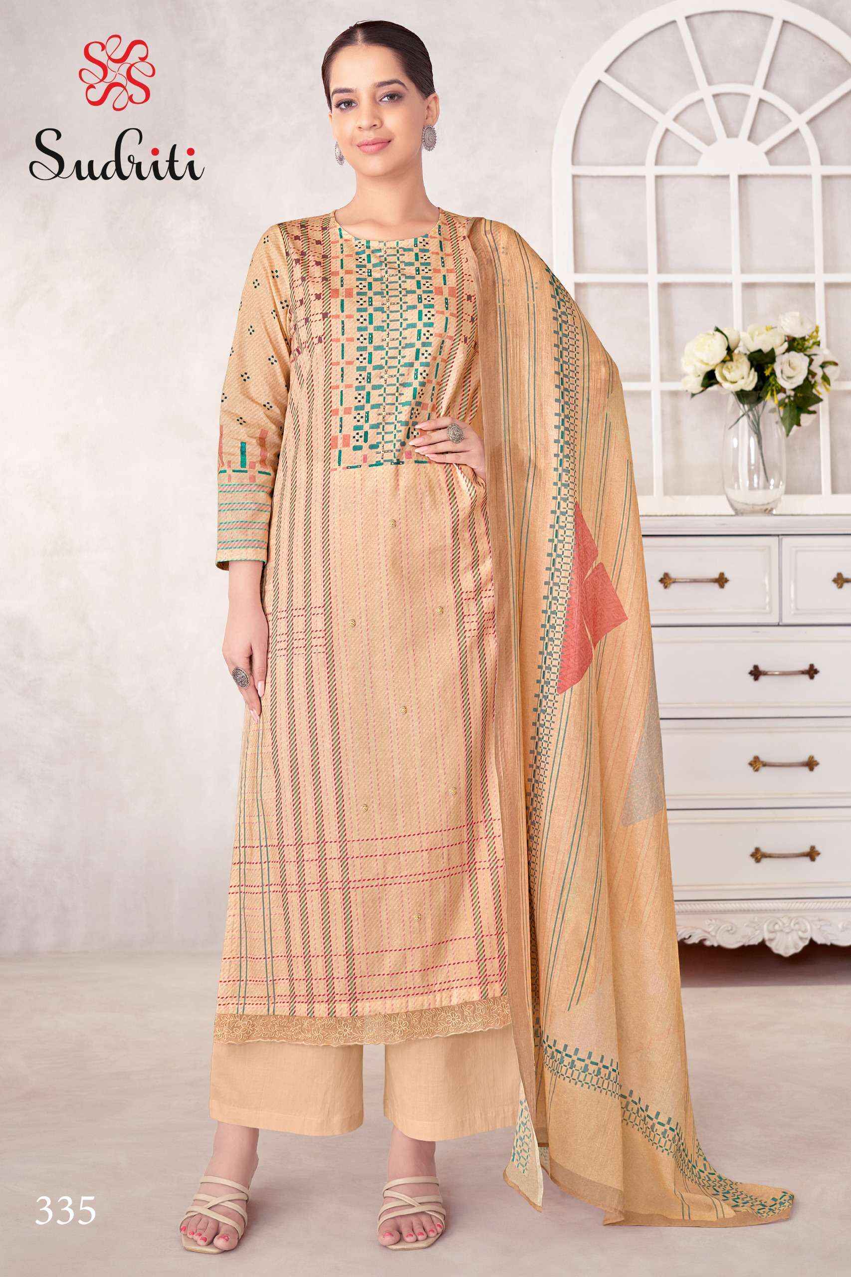 Sudriti Magic Stripe Lawn Cotton Suits - Wholesale Factory ( 6 pcs Catalogue )