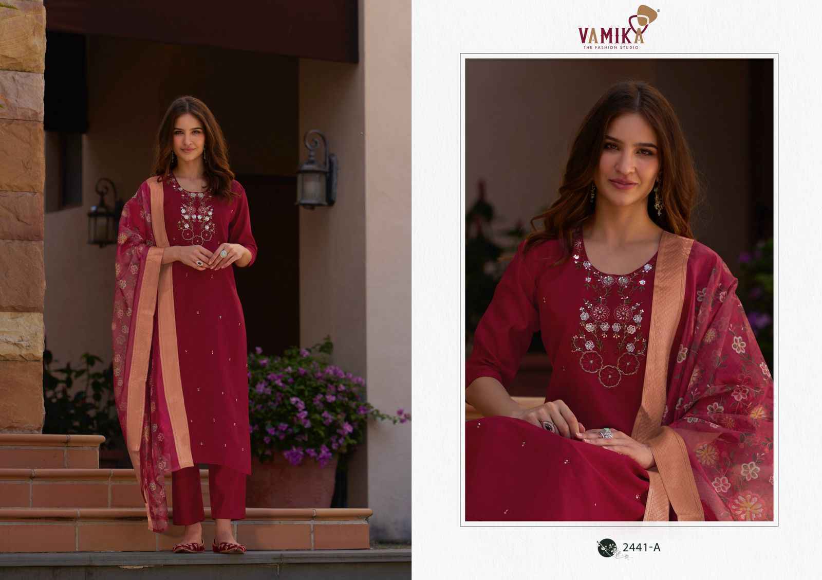 Vamika Nx Jannat Vol 1 Viscos Vertican Silk Ready mades suits ( 4 pcs Catalogue )
