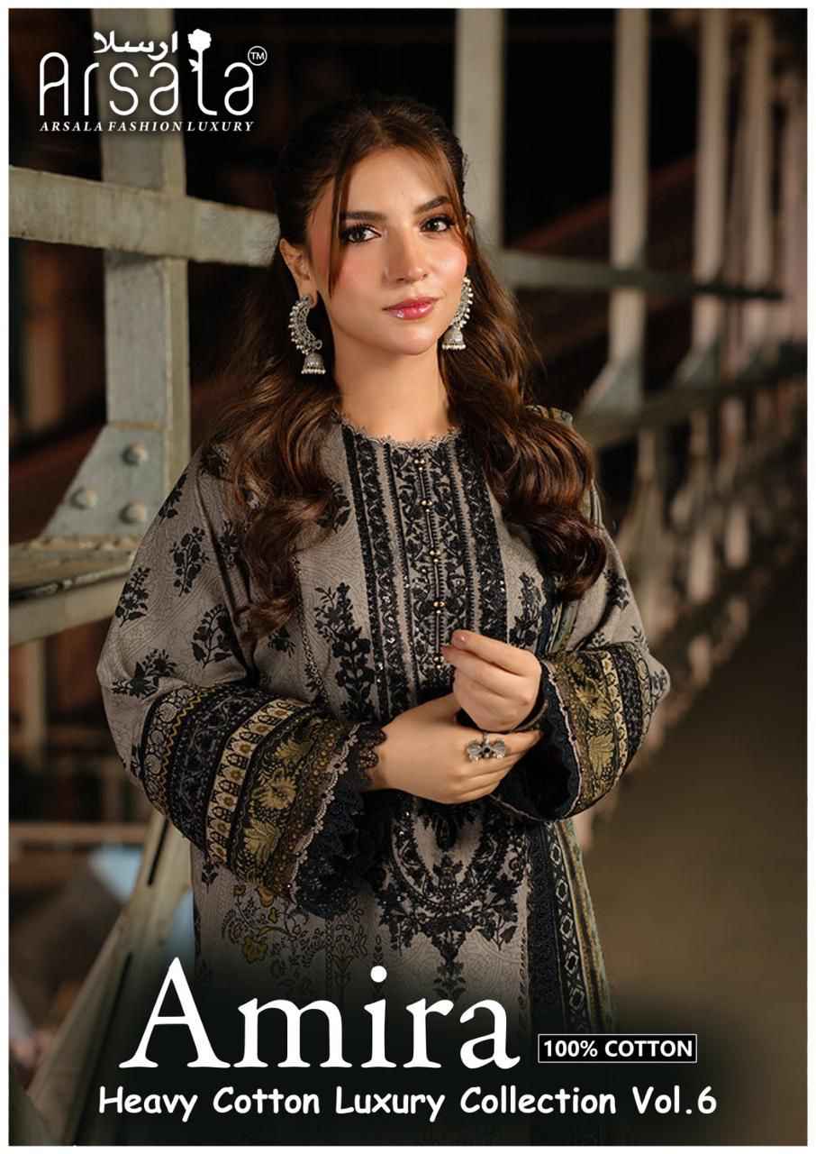Arsala Fashion Amira Vol 6 Lawn Cotton Pakistani Suits Online Shopping ( 6 pcs Catalogue )