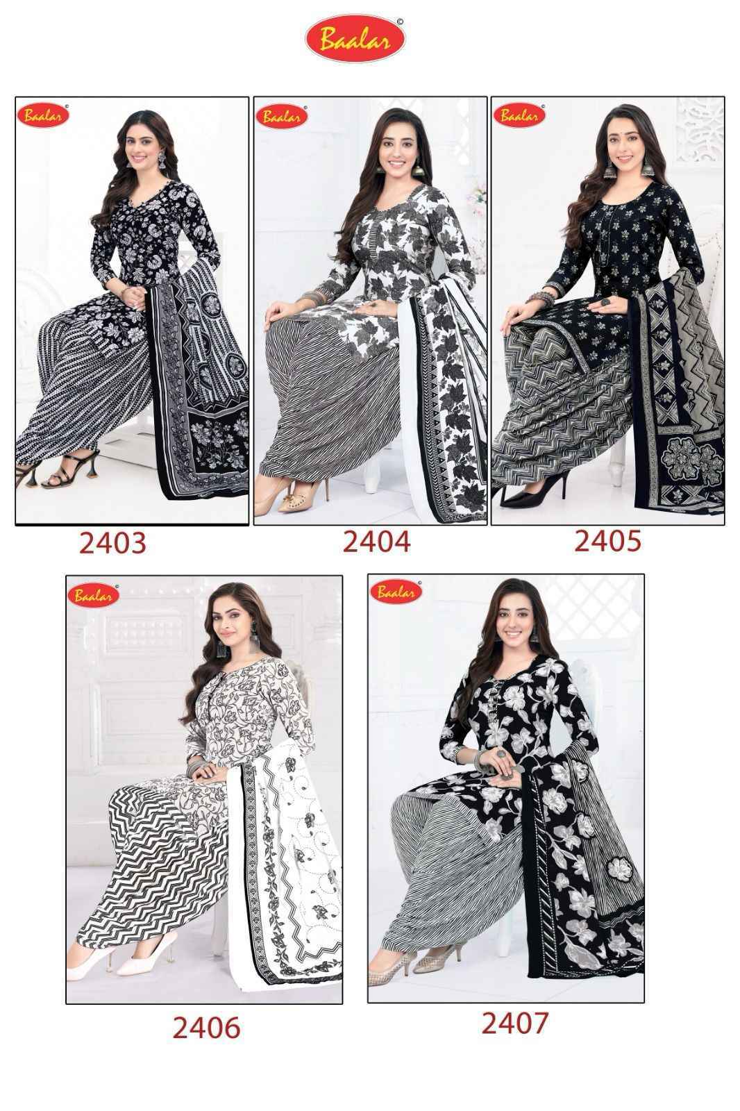 Baalar Black & White Cotton Salwar Suits New Catalog ( 5 pcs Catalogue )