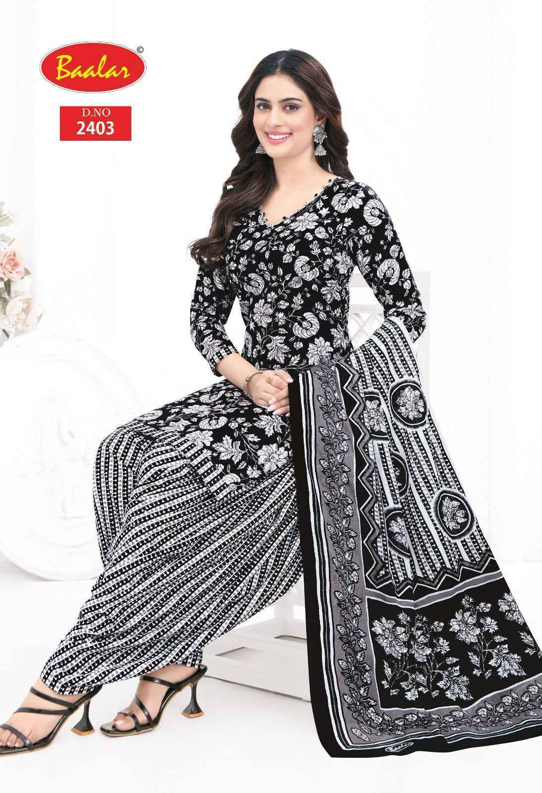 Baalar Black & White Cotton Salwar Suits New Catalog ( 5 pcs Catalogue )