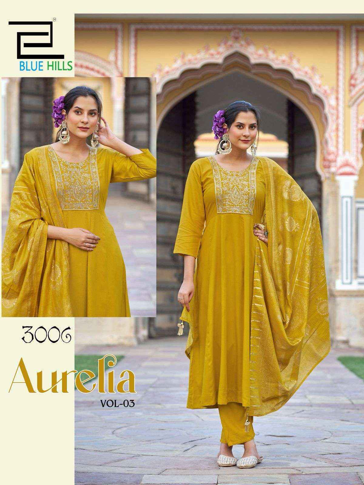 Blue Hills Aurelia Vol 3 Rayon Kurti Combo Wholesale Surat ( 6 pcs Catalogue )