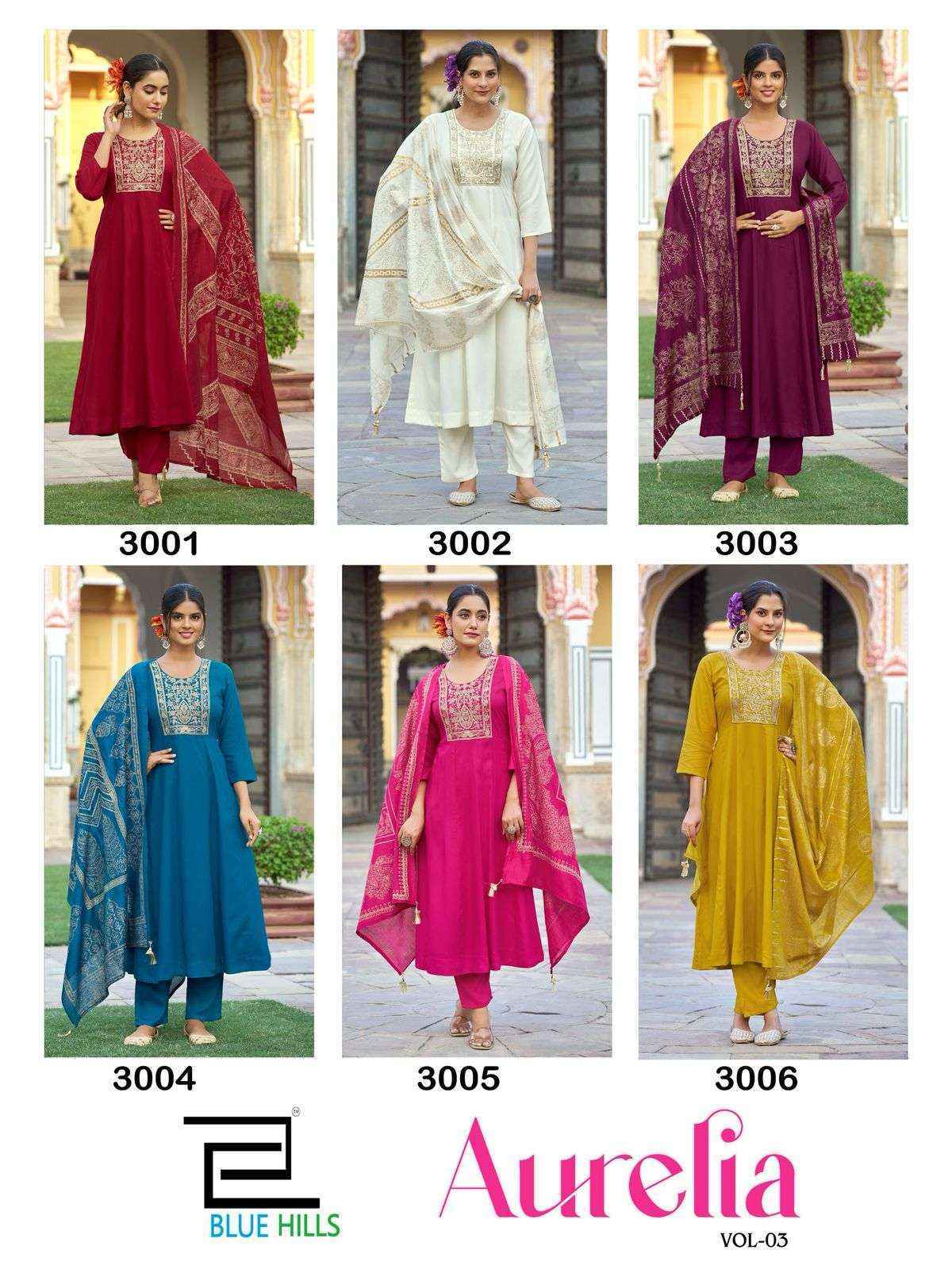 Blue Hills Aurelia Vol 3 Rayon Kurti Combo Wholesale Surat ( 6 pcs Catalogue )