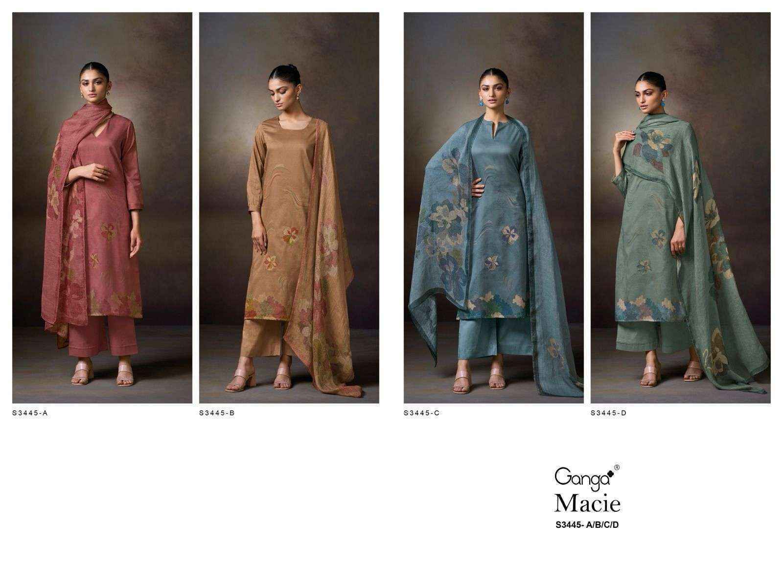 Ganga Macie-S3445 Cotton Dress Material Wholesale Rate (4 pcs Catalogue)