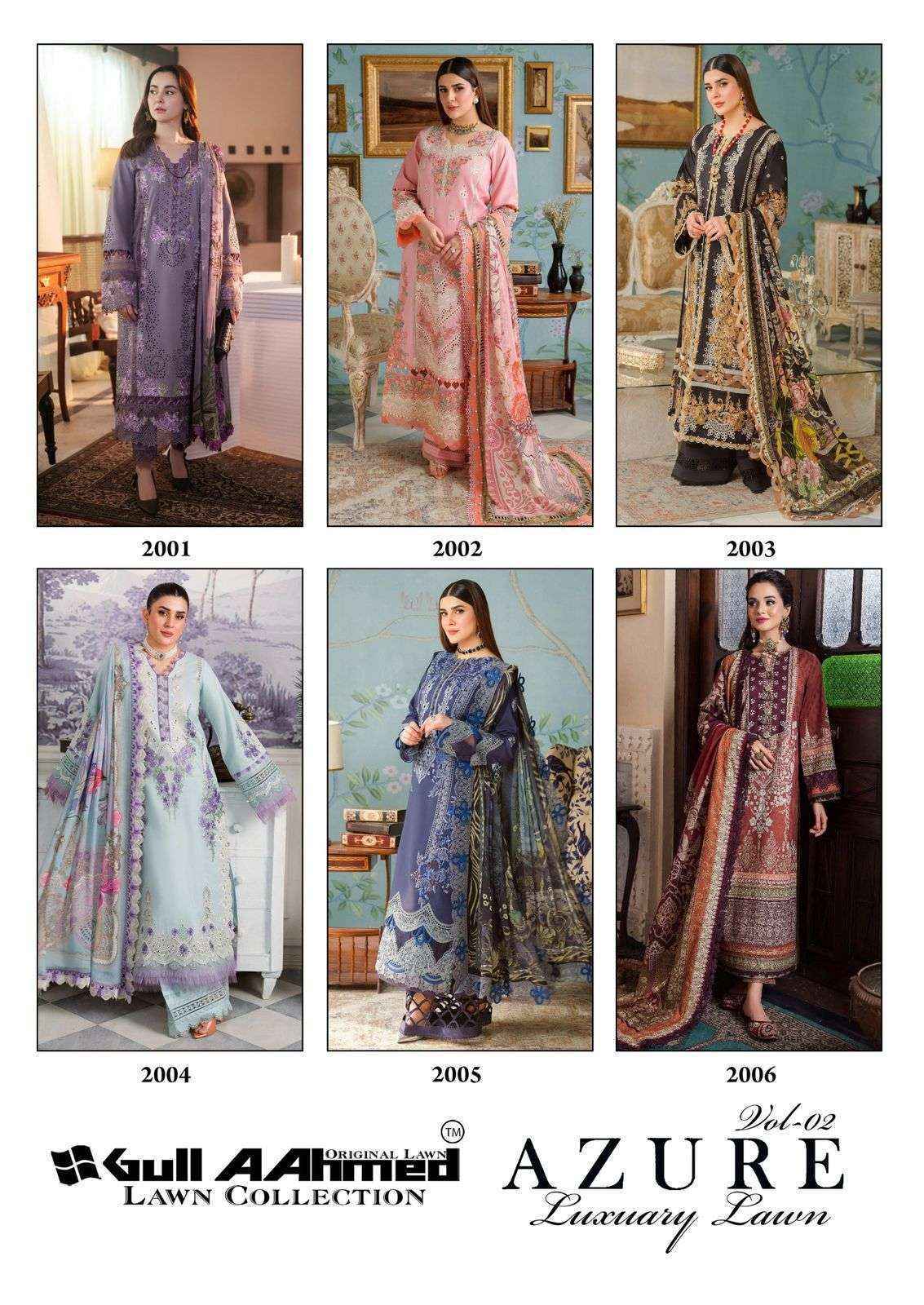 Gull Aahmed Azure Vol 2 Lawn Cotton Pakistani Suits ( 6 pcs Catalogue )