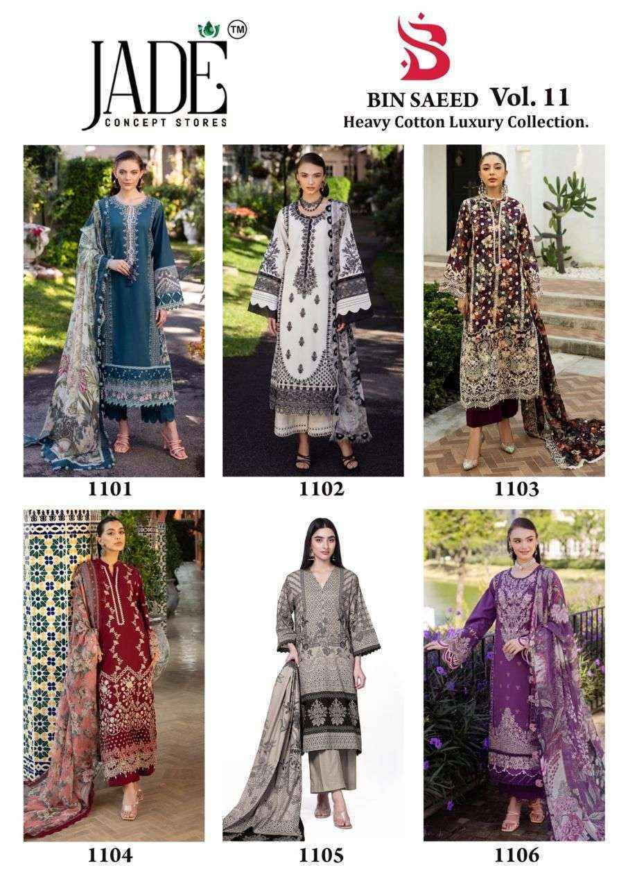 Jade Bin Saeed Heavy Luxury Vol 11 Cotton Pakistani suits ( 6 pcs Catalogue )