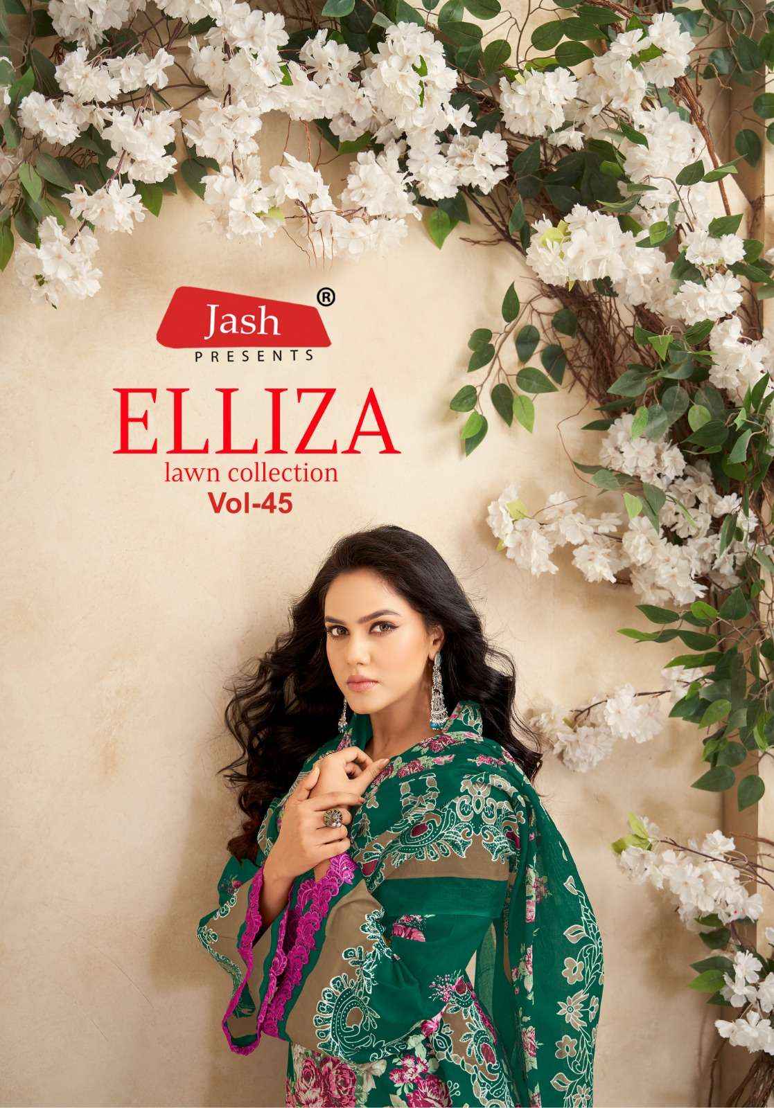 JASH ELLIZA VOL 45 COTTON DIGITAL KARACHI STYLE PRINT DRESS MATERIAL WHOLESALE RATE ( 10 PCS CATALOG )