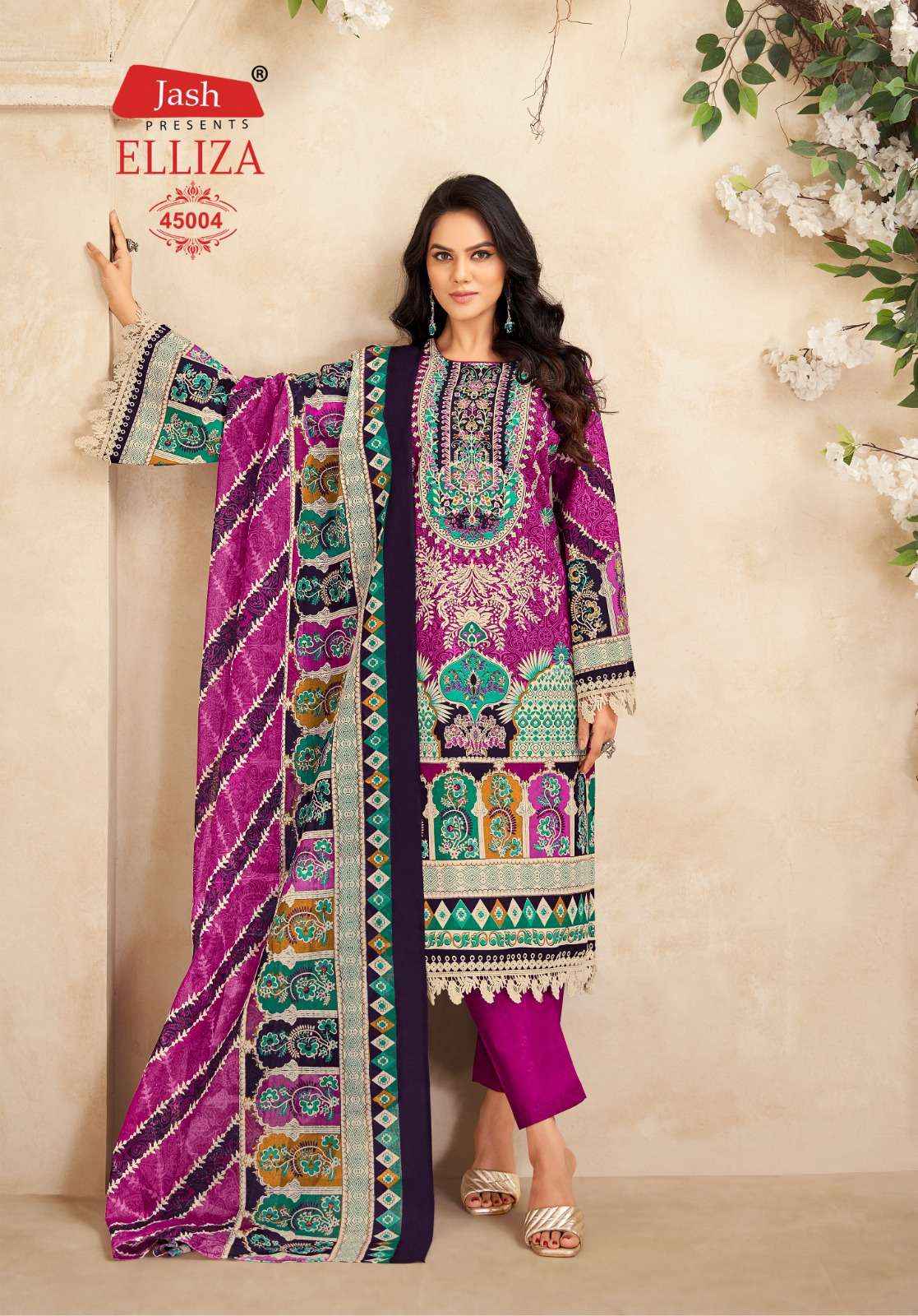 JASH ELLIZA VOL 45 COTTON DIGITAL KARACHI STYLE PRINT DRESS MATERIAL WHOLESALE RATE ( 10 PCS CATALOG )