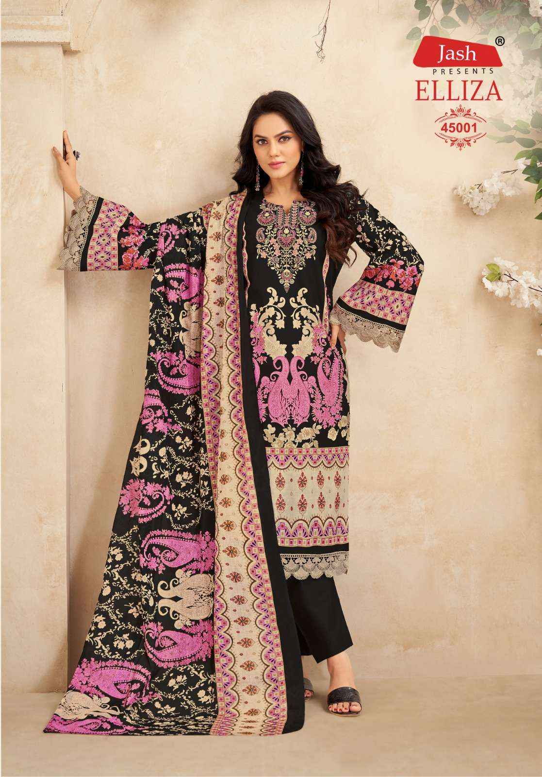 JASH ELLIZA VOL 45 COTTON DIGITAL KARACHI STYLE PRINT DRESS MATERIAL WHOLESALE RATE ( 10 PCS CATALOG )