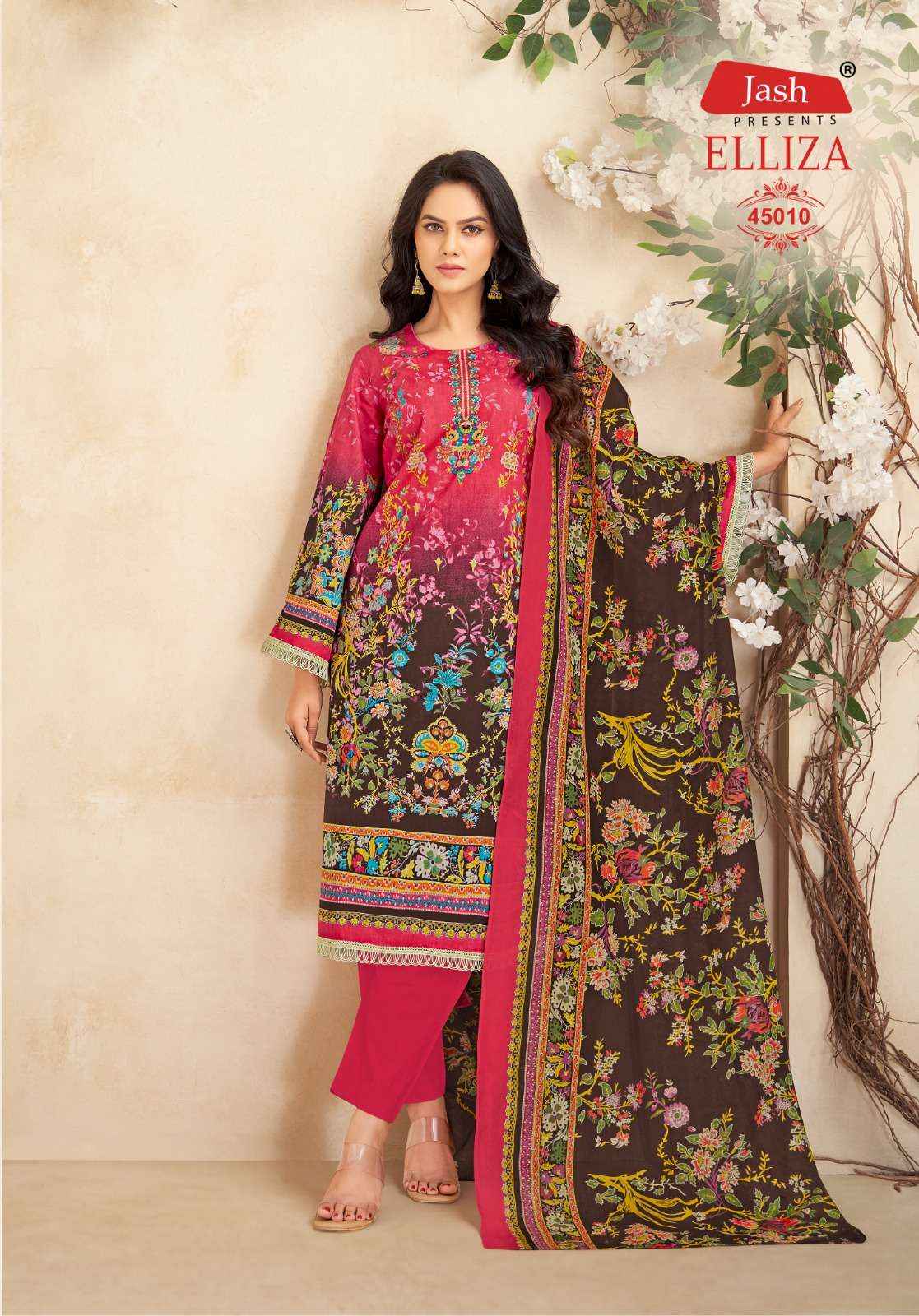 JASH ELLIZA VOL 45 COTTON DIGITAL KARACHI STYLE PRINT DRESS MATERIAL WHOLESALE RATE ( 10 PCS CATALOG )