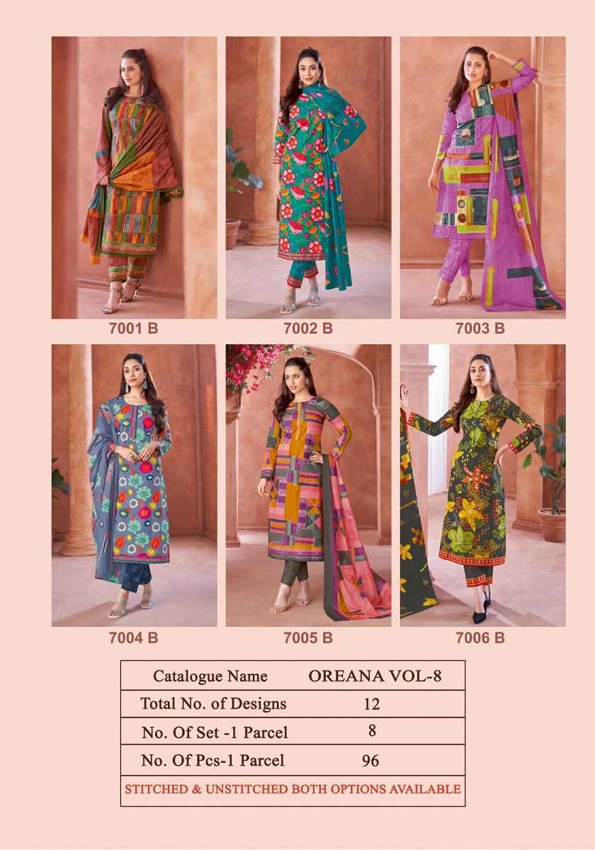 Kala Oreana Vol 8 Cotton Suits New Catalog Wholesale Price ( 12 pcs Catalogue )