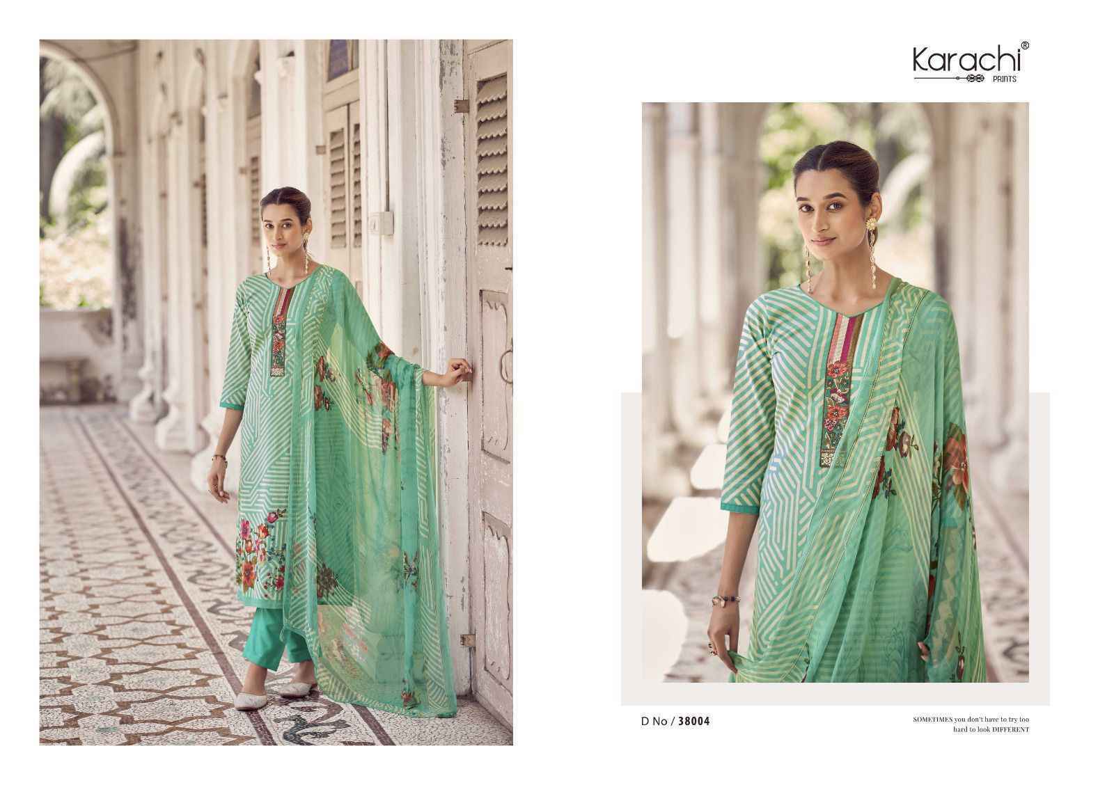 Karachi Print Flower Garden Cambric dress Material (6 pcs Catalogue)