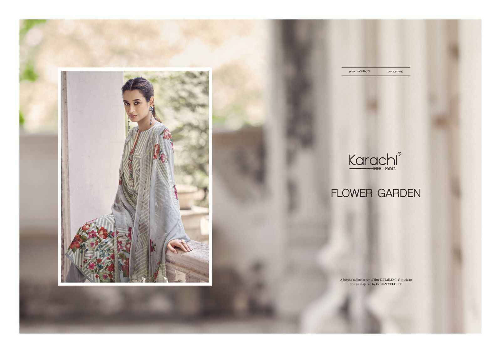 Karachi Print Flower Garden Cambric dress Material (6 pcs Catalogue)