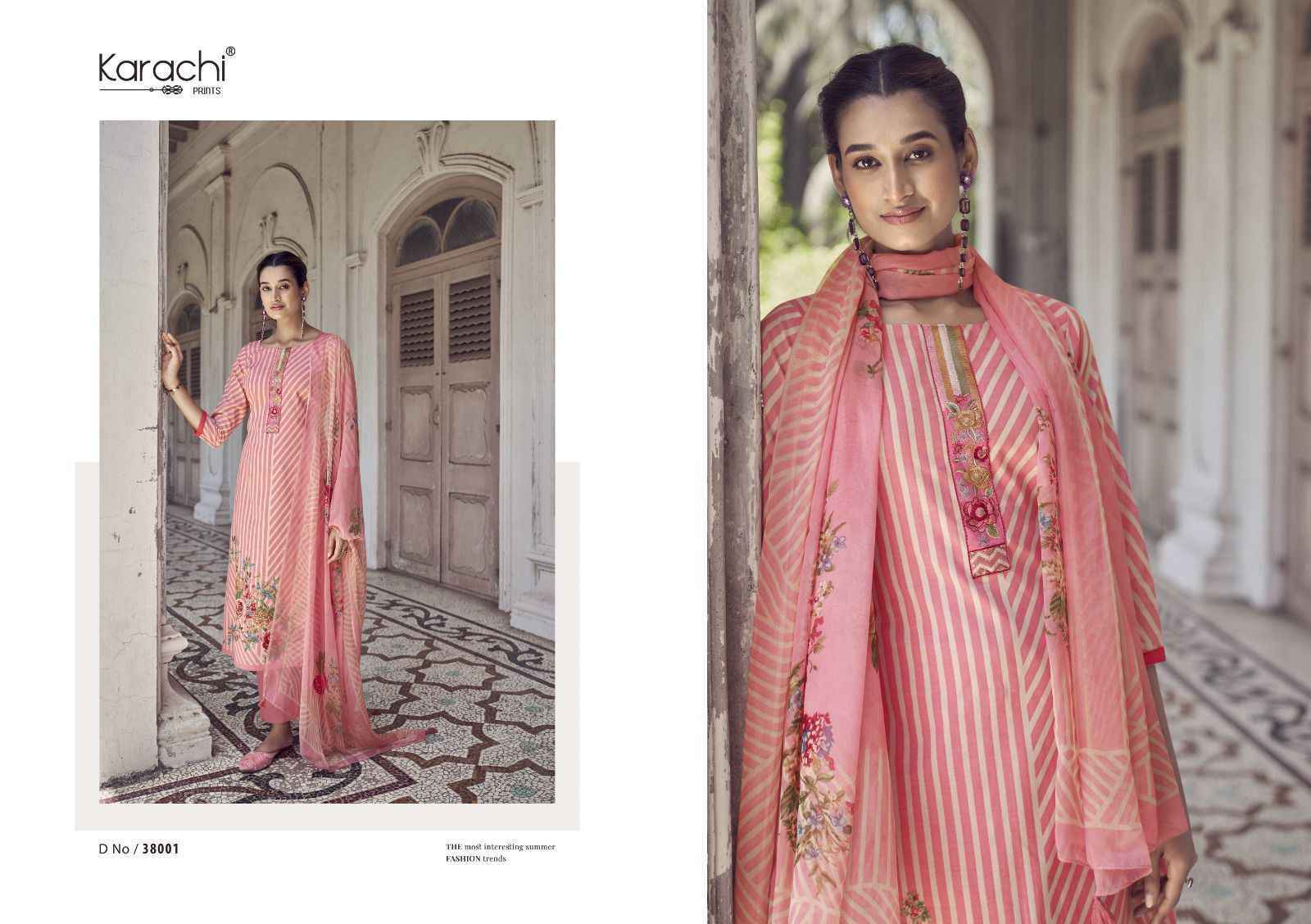 Karachi Print Flower Garden Cambric dress Material (6 pcs Catalogue)