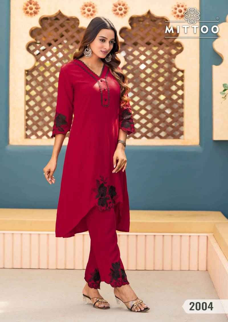 Mittoo Shikha Rayon Fancy Co Ord Set Wholesale Price ( 6 Pcs Catalogue )