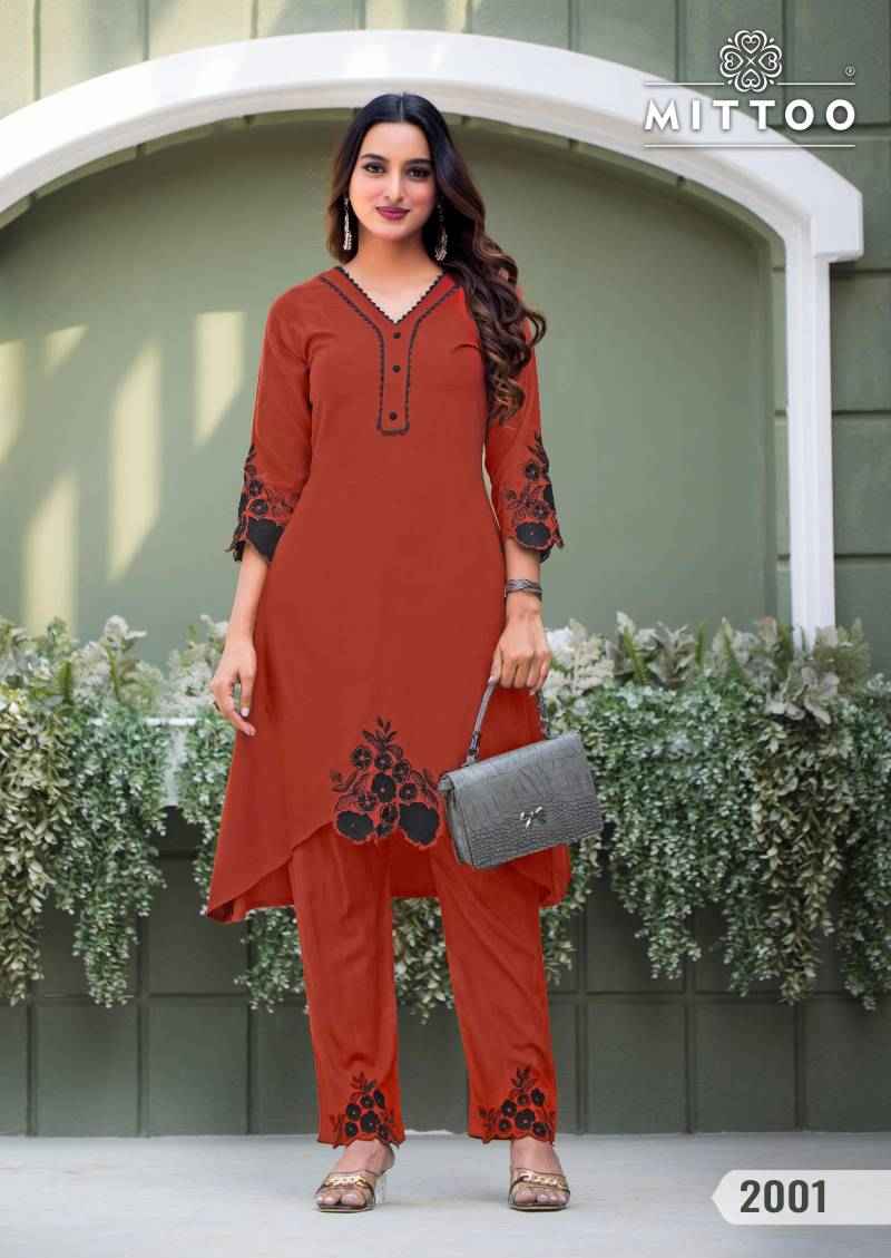 Mittoo Shikha Rayon Fancy Co Ord Set Wholesale Price ( 6 Pcs Catalogue )