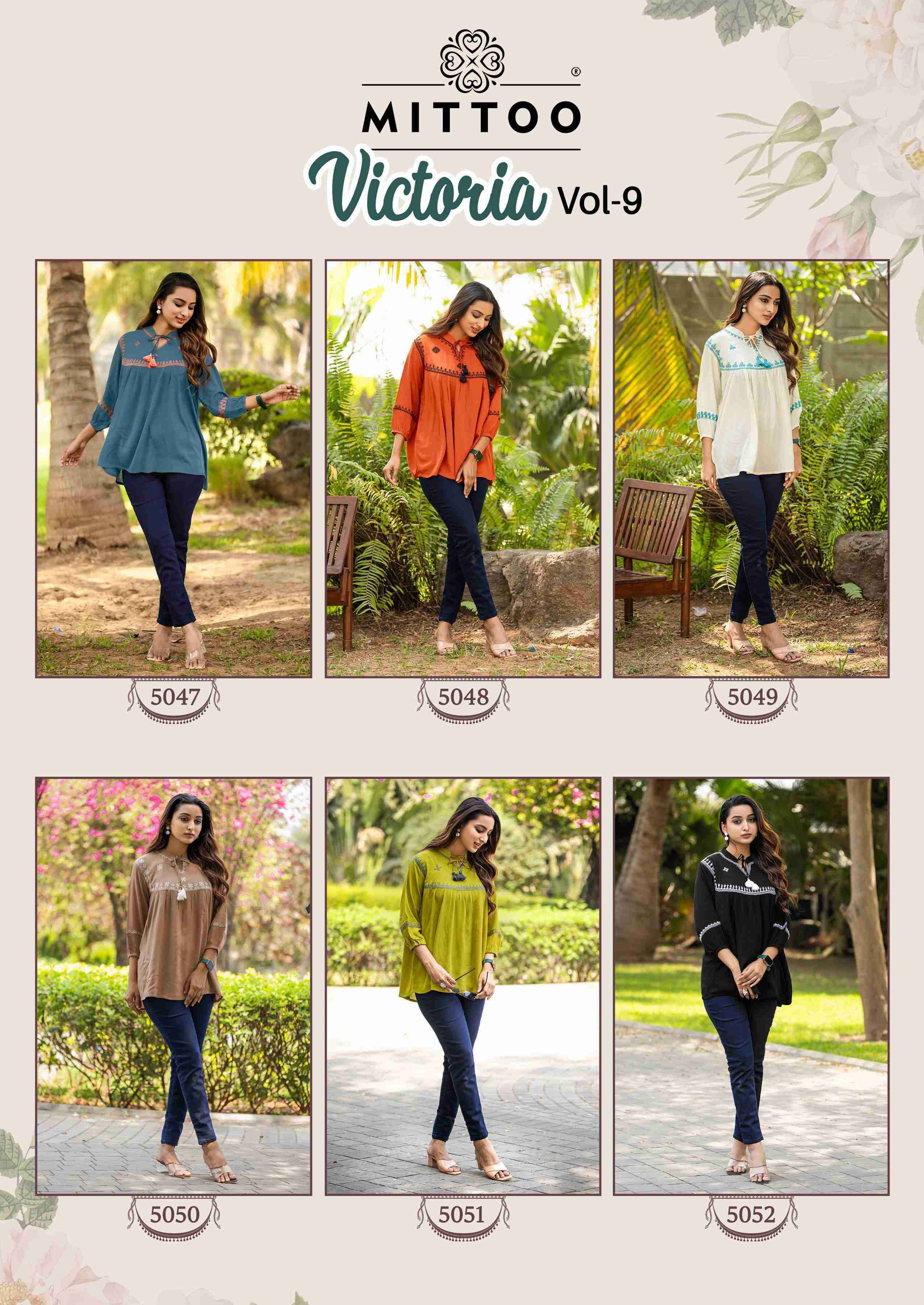 Mittoo Victoria Vol 9 Rayon Short Tops ( 6 Pcs Catalogue )