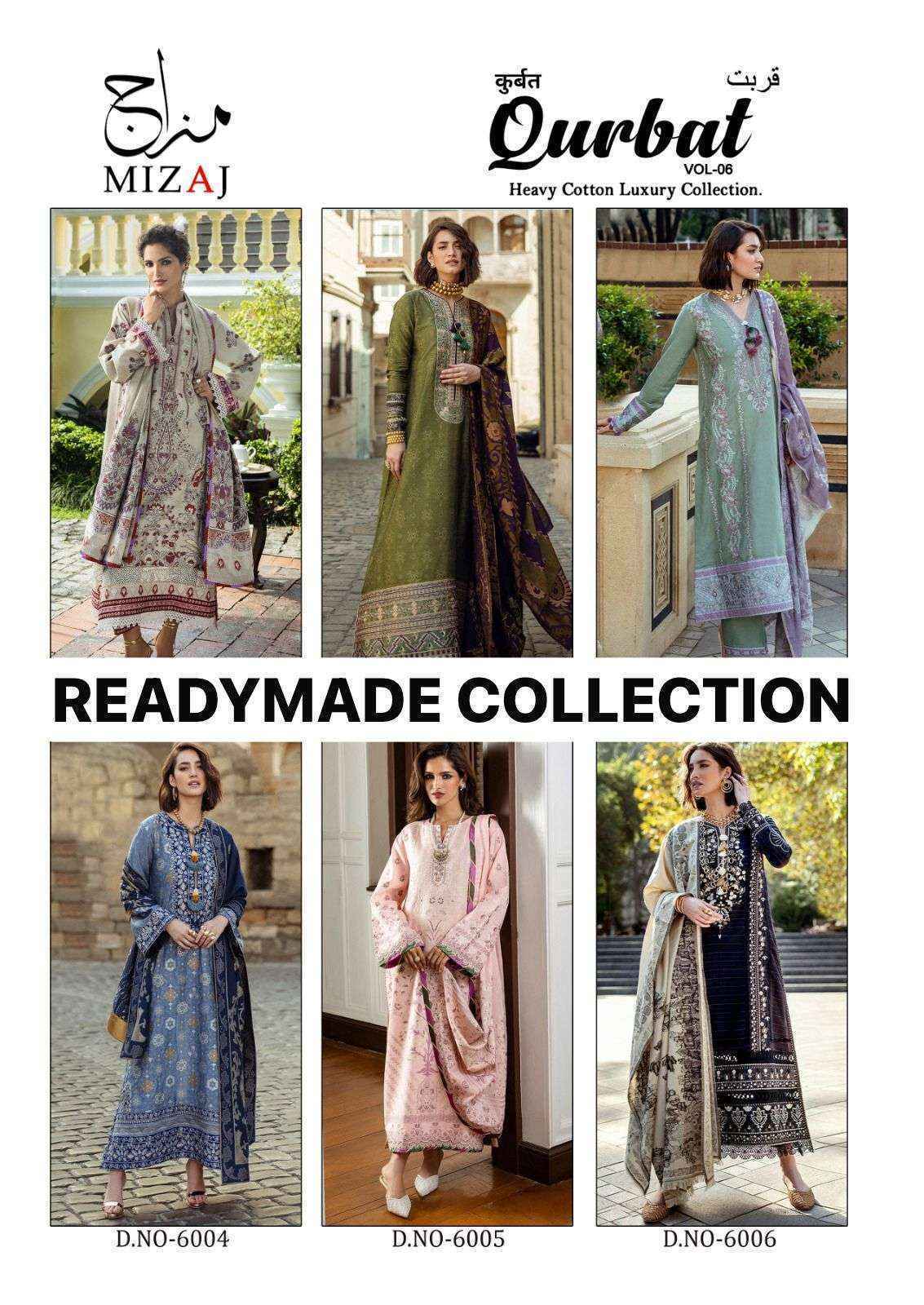 Mizaj Qurbat Vol 6 Readymade Cotton Dress Wholesale Price ( 6 Pcs Catalog )