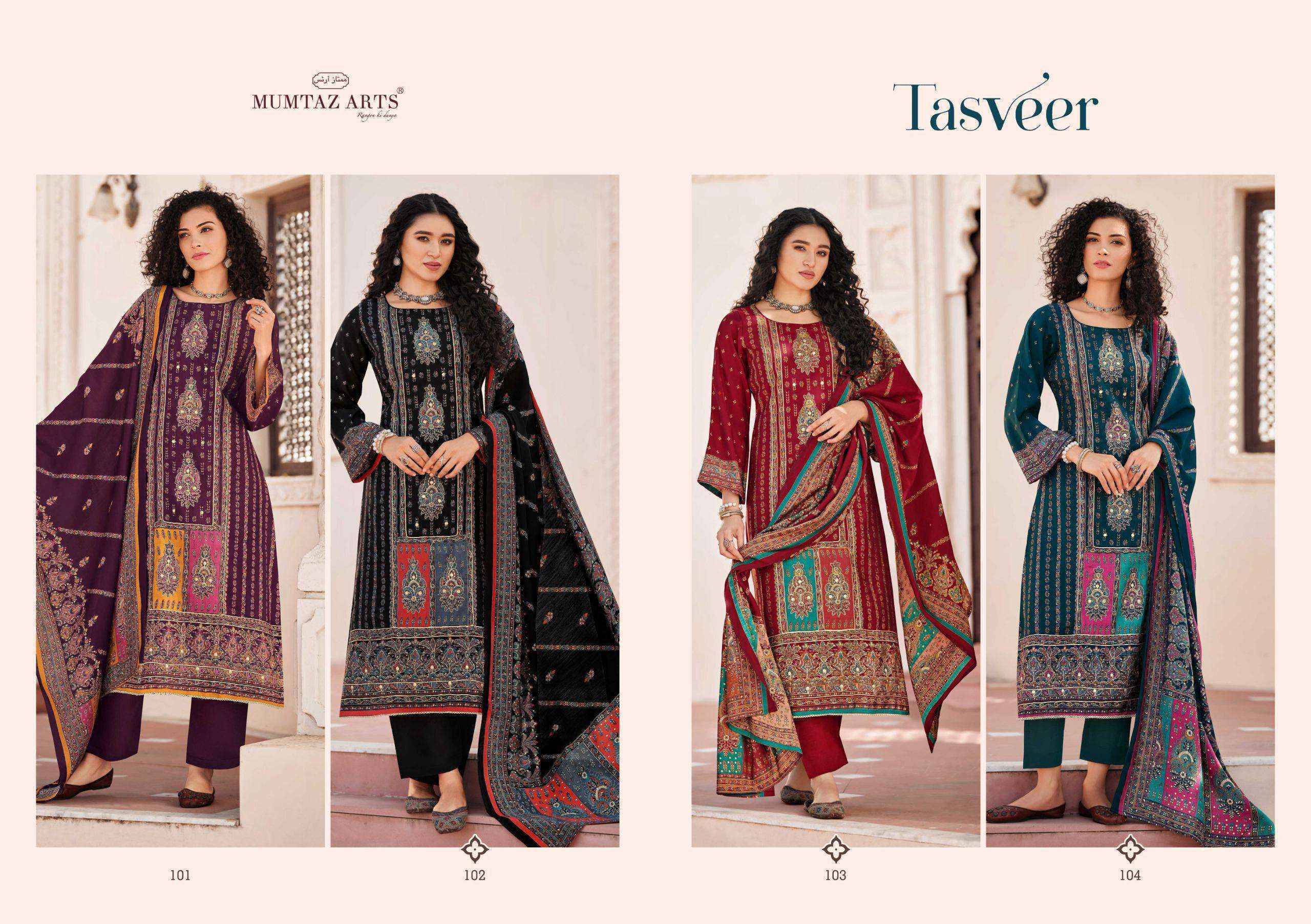 Mumtaz Arts Tasveer Viscose Muslin Suits Surat wholesale (4 pcs Catalogue)