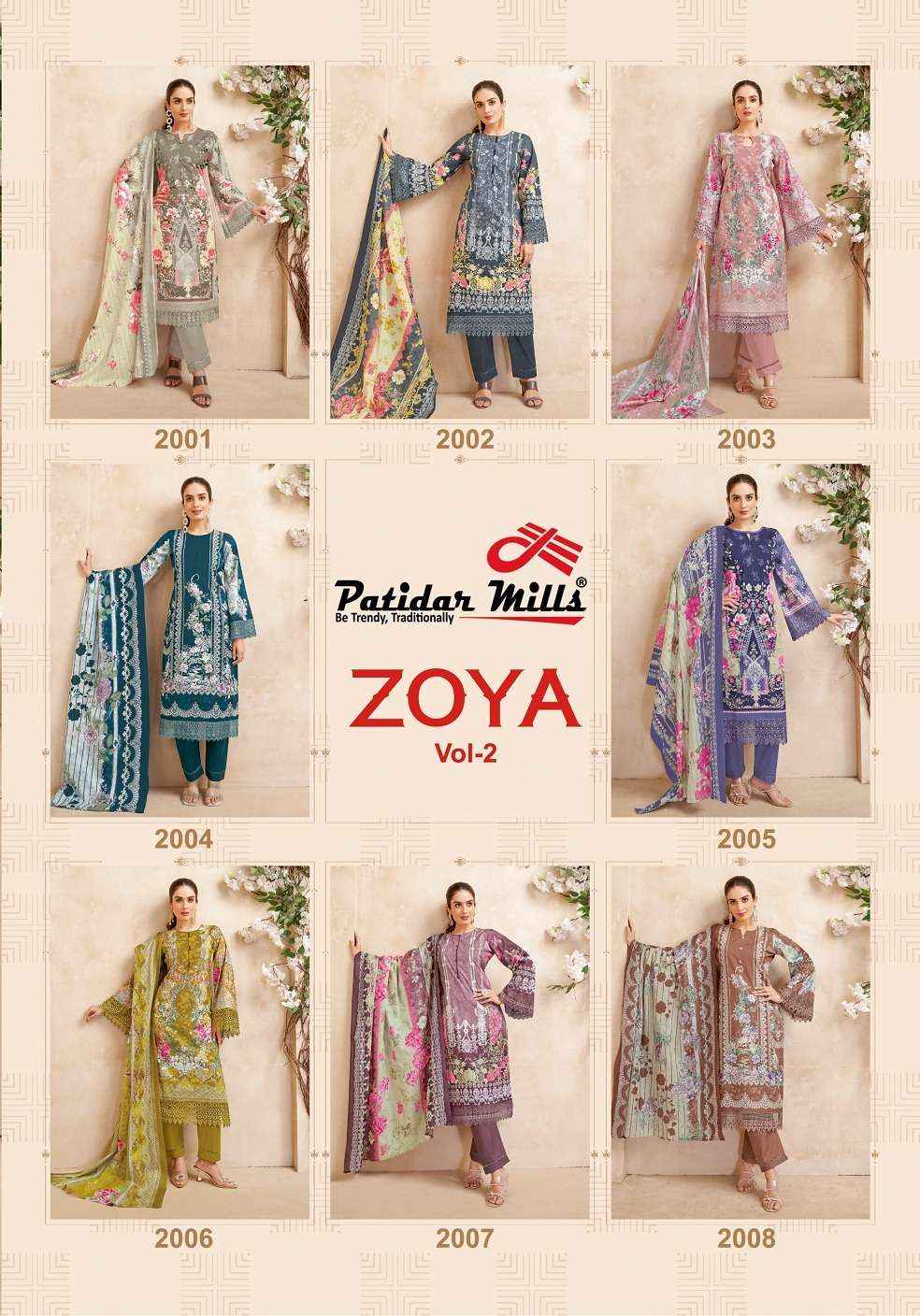 Patidar Zoya Vol 2 Karachi Cotton Pakistani Suits ( 8 Pcs Catalogue )