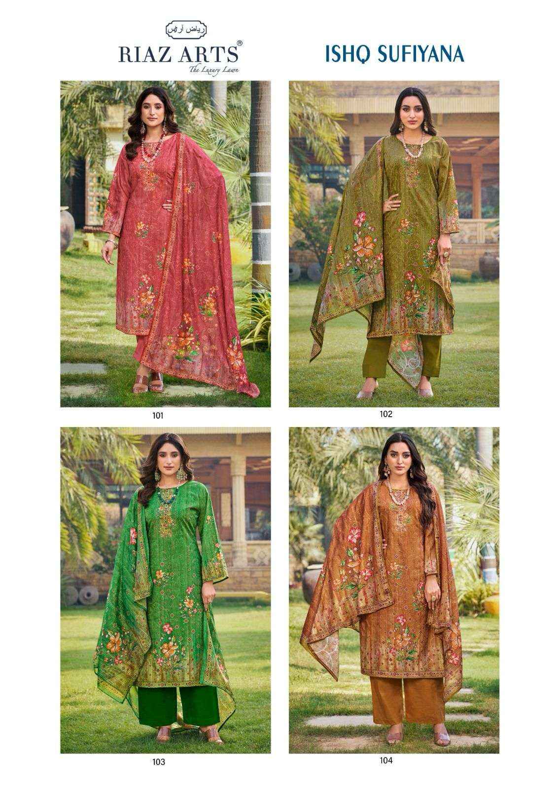 Riaz Arts Ishq Sufiyana Cotton Salwar Kameez Wholesale Price ( 4 Pcs Catalogue )