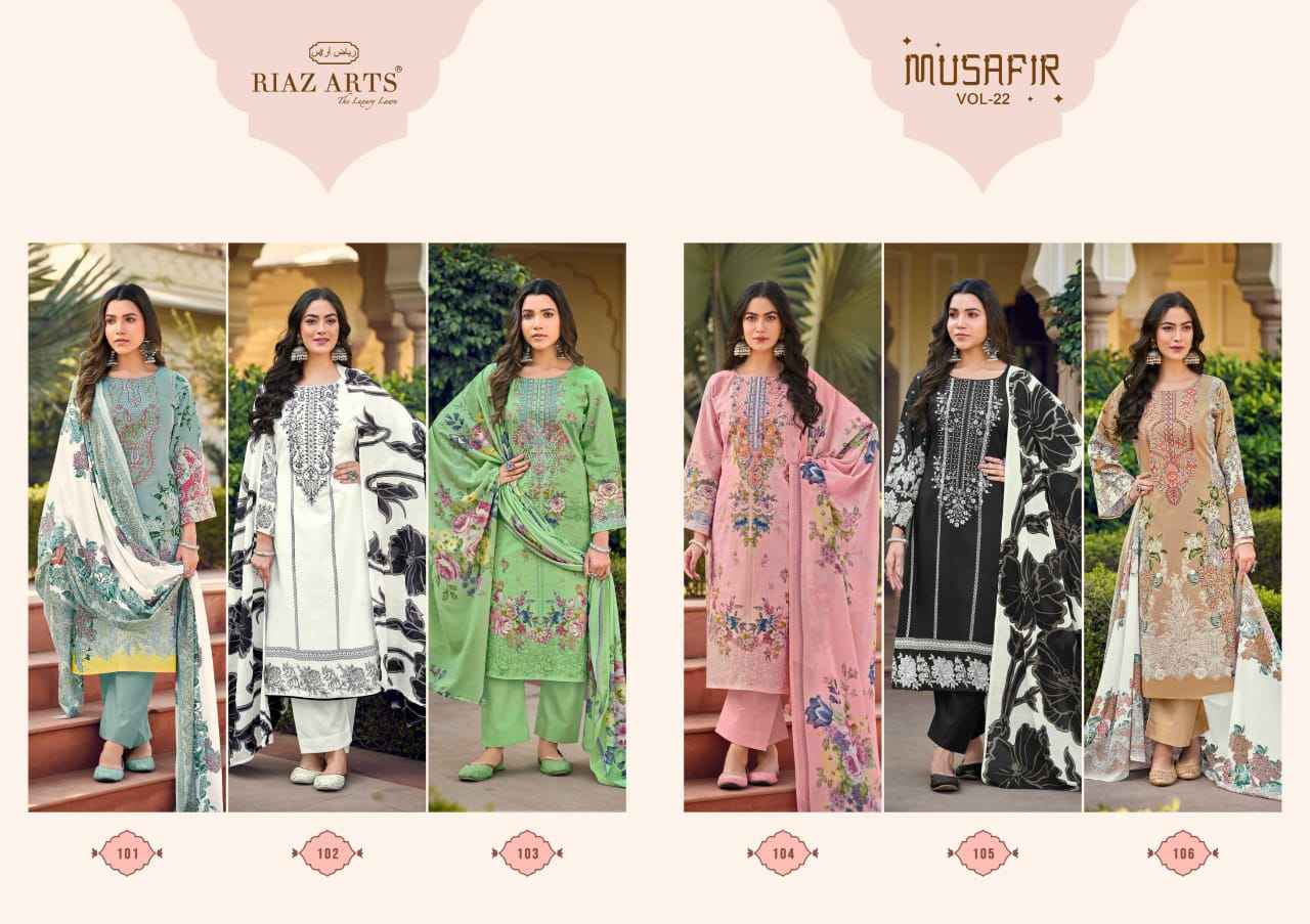 Riaz Arts Musafir Vol 22 Lawn Cotton Dress Material ( 6 pcs Catalogue )