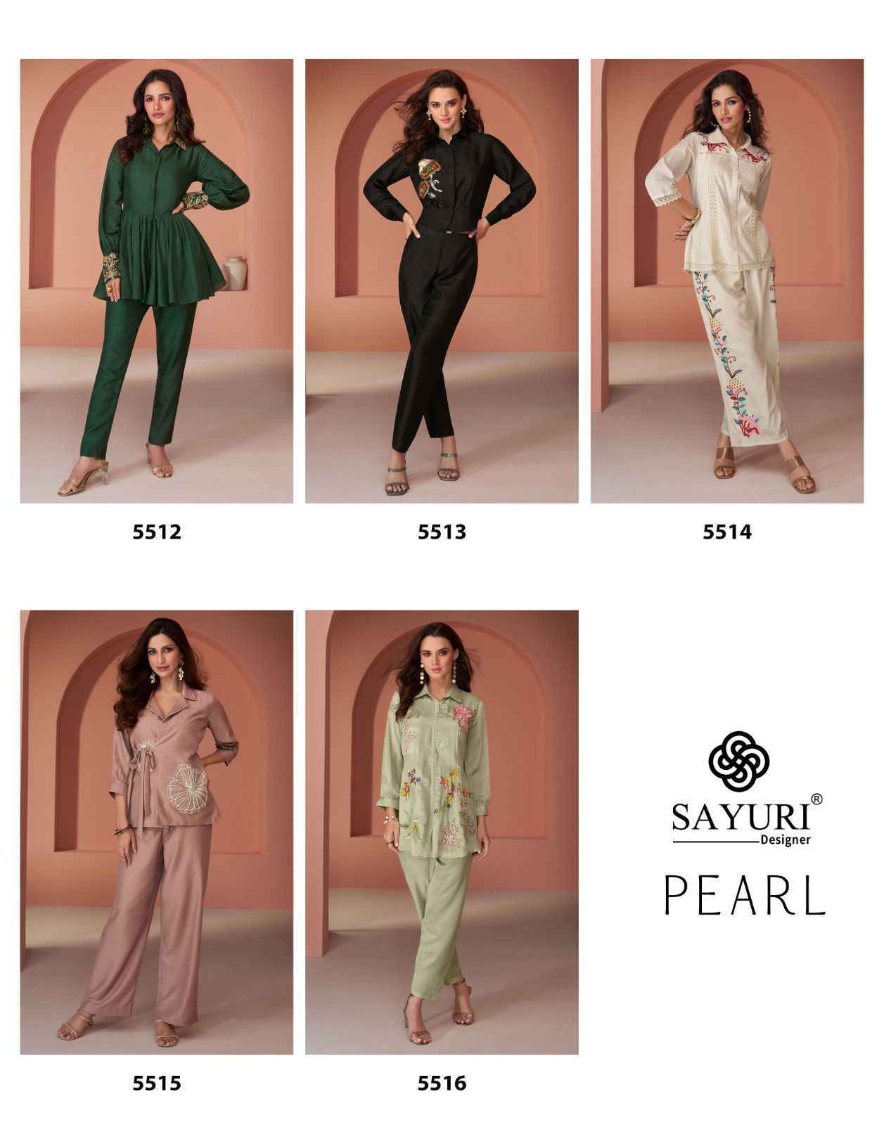 Sayuri Designer Pearl Silk Co Ord Set Wholesale Price ( 5 Pcs Catalog )