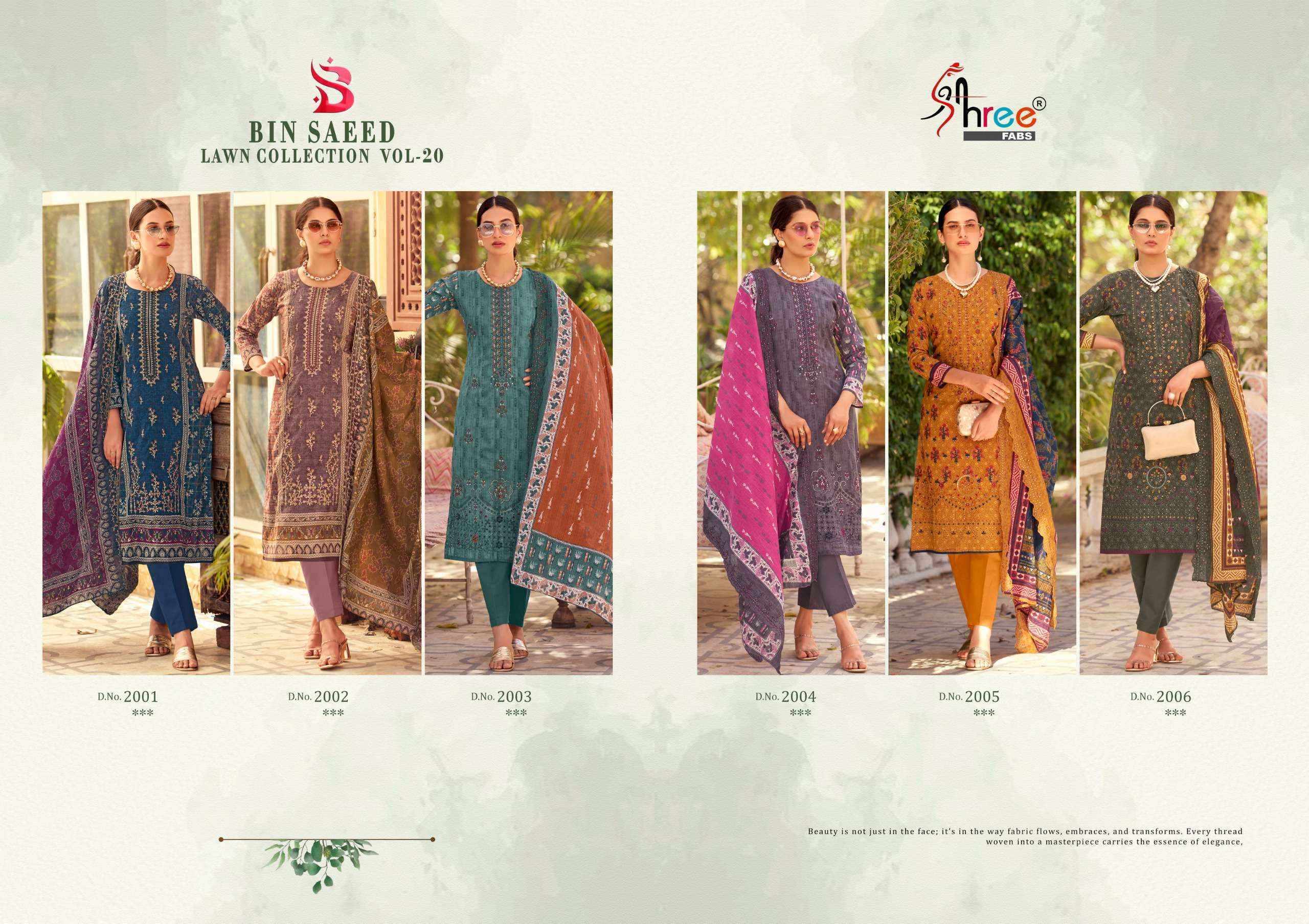 Shree Fabs Bin Saeed Lawn Collection Vol 20 Cotton Dress Material ( 6 pcs Catalogue )