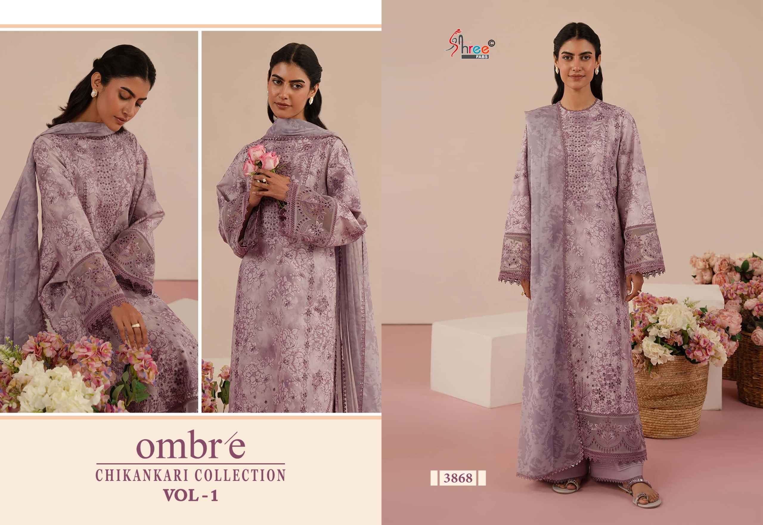 Shree fabs Ombre Chikankari Lawn Collection Vol -1 pakistani suits ( 8 pcs catalogue)