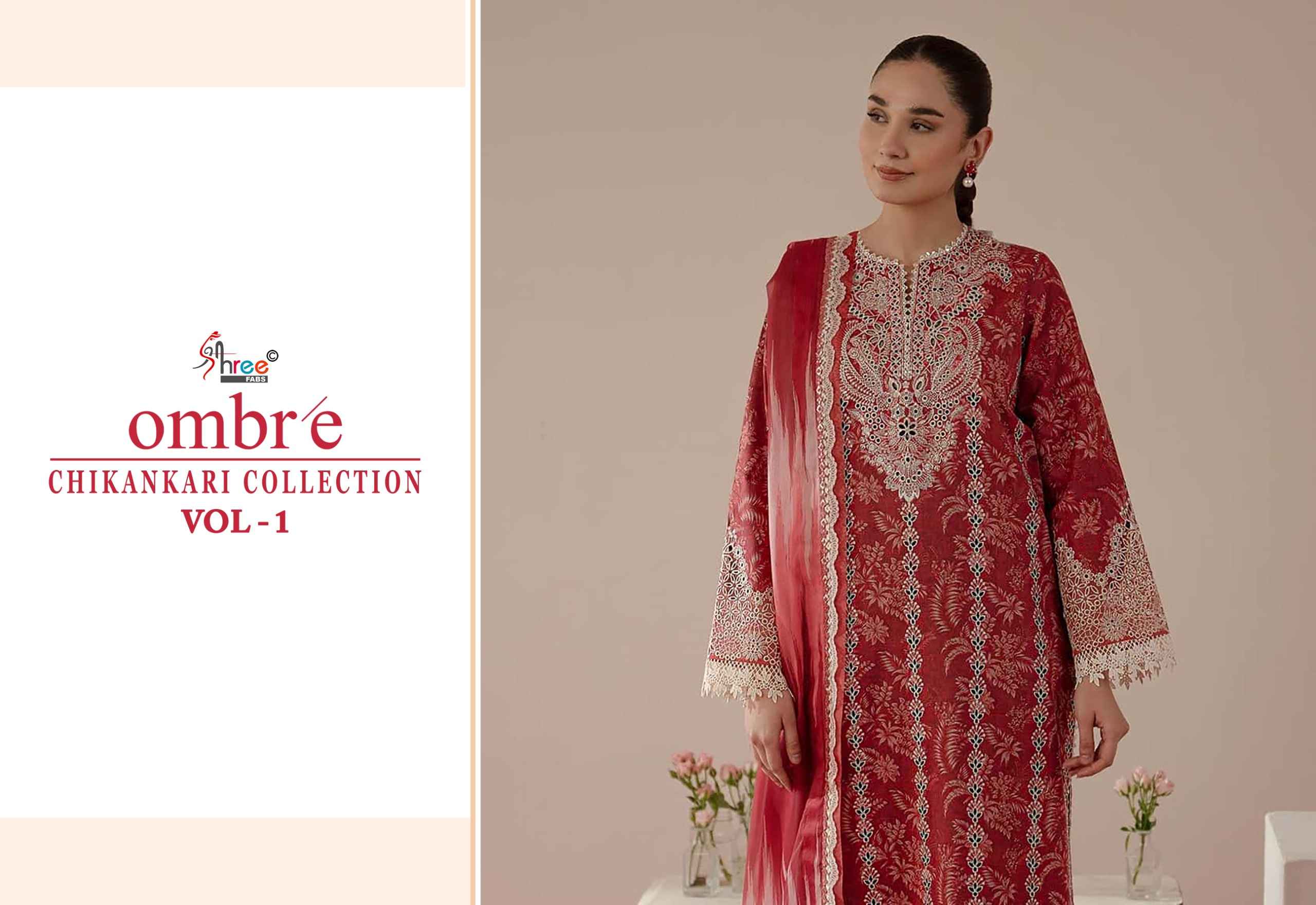 Shree fabs Ombre Chikankari Lawn Collection Vol -1 pakistani suits ( 8 pcs catalogue)